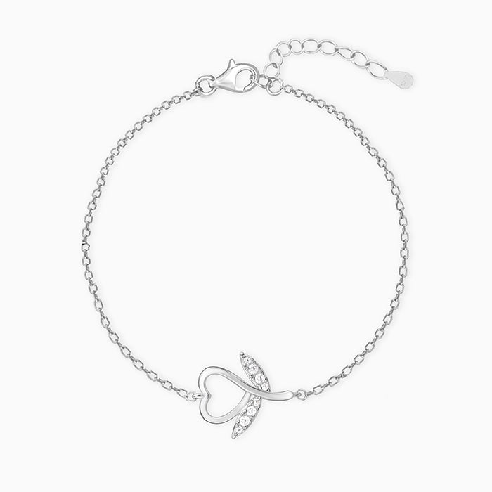 GIVA Jewellery Silver Heart Leaf Love Bracelet
