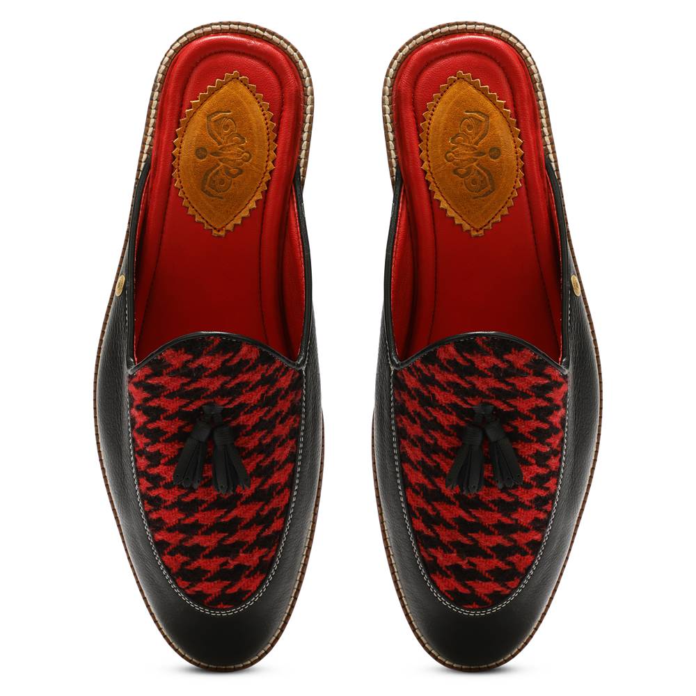 Banjaaran India Red Houndstoth_ Mules_ for Men (discontinued) - view 2