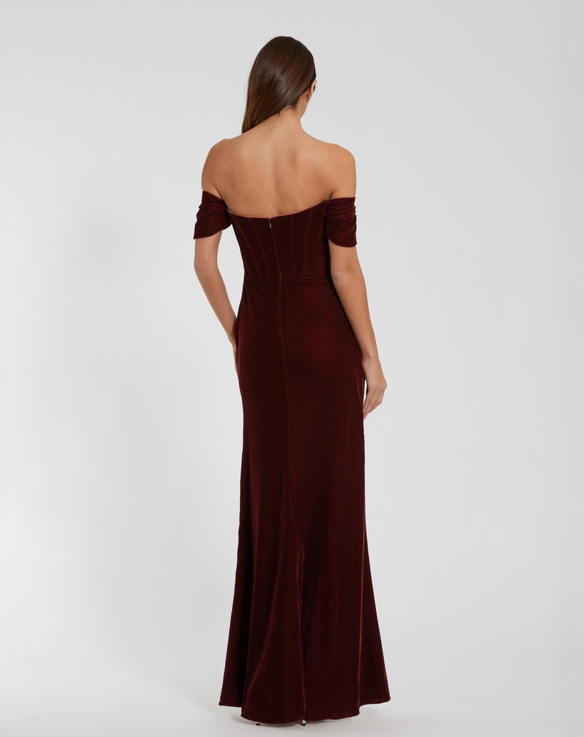 Mac Duggal 11752 Long Formal Fitted Velvet Prom Dress - view 2