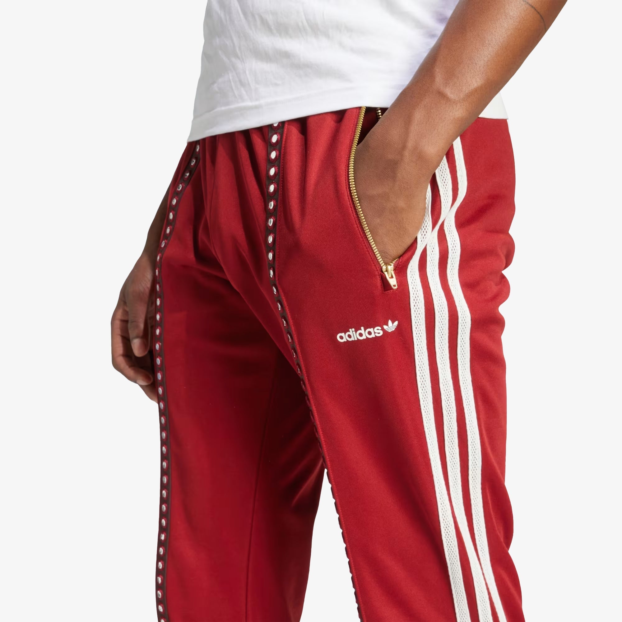 Adidas Originals | RETRO SPORTS CRICKET-INSPIRED TRACK PANTS { RUST RED - view 3