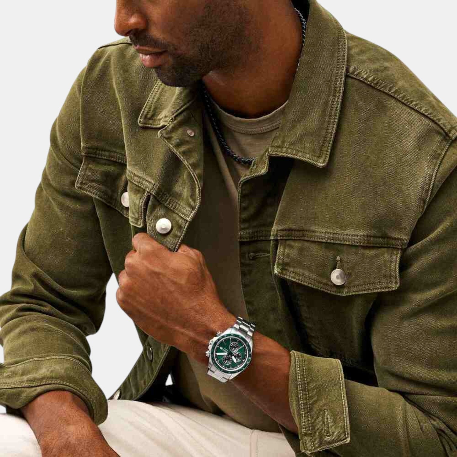 Fossil Autocross Men Quartz Green Dial Analog Stainless Steel Watch FS6127 - view 3