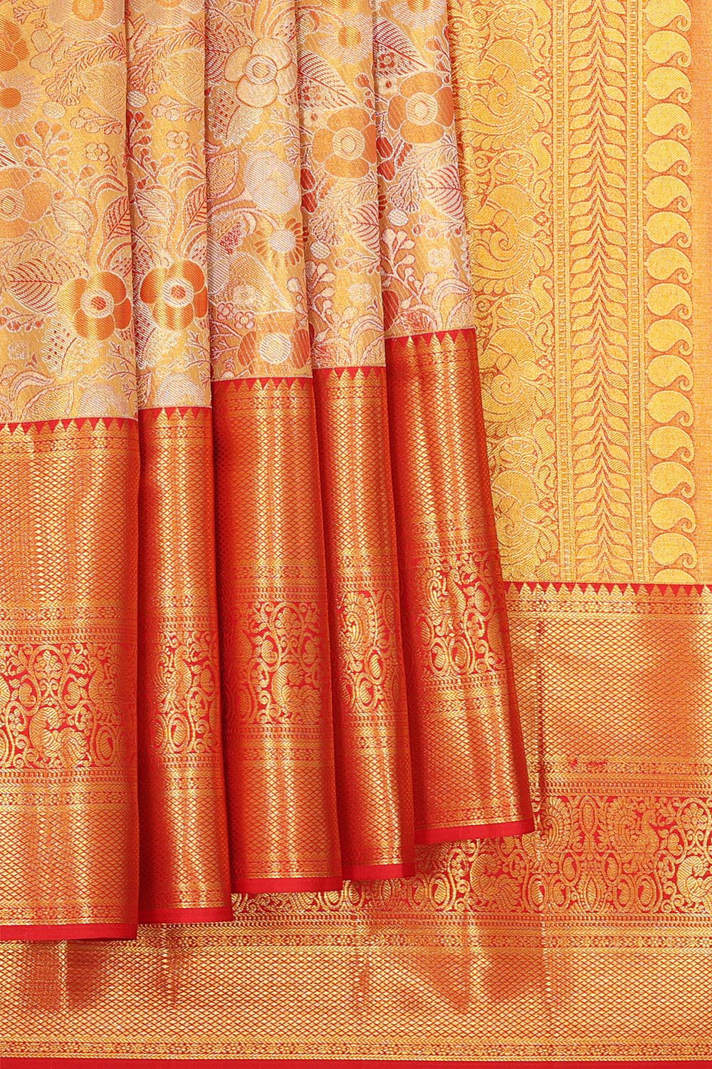 Kalanjali Kanchipattu Brocade Gold Saree – Women's