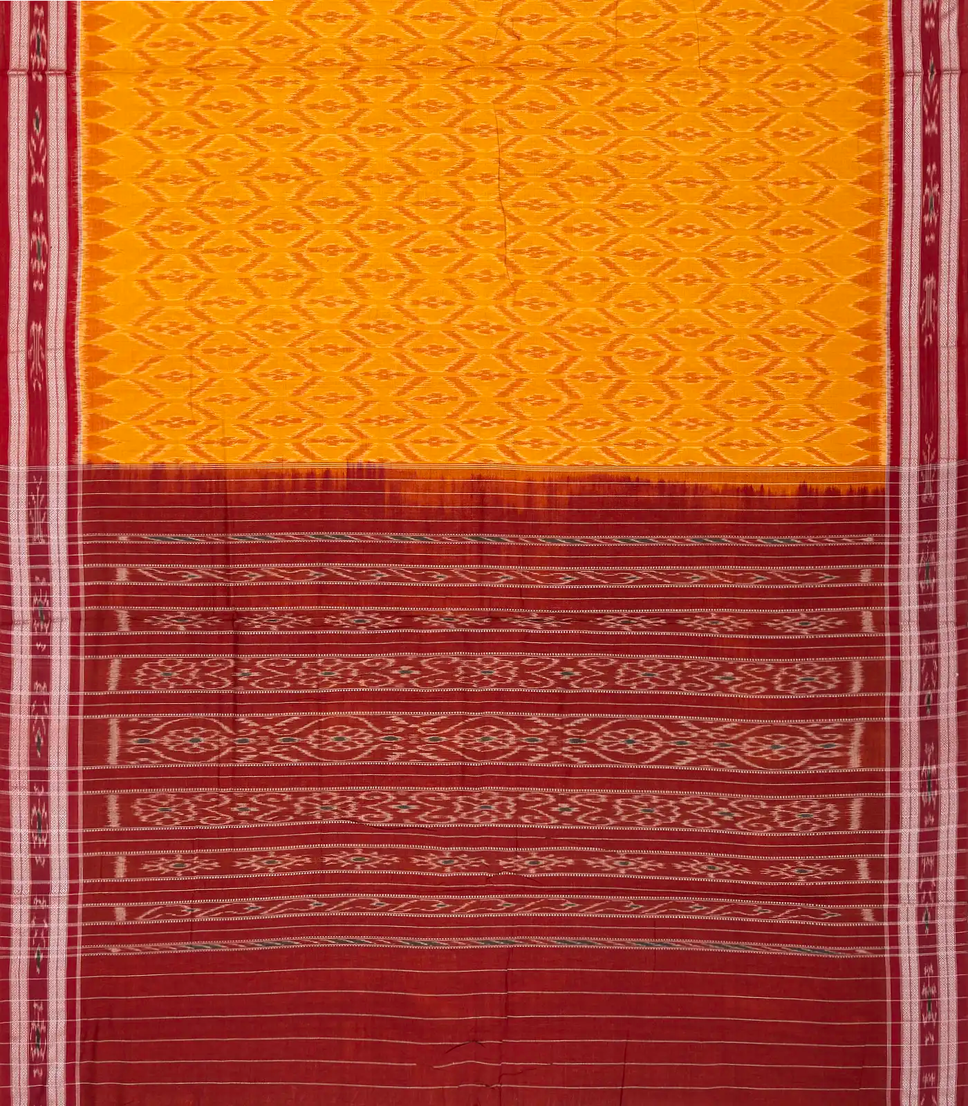 RmKV Mustard Orissa Cotton Saree With Tie & Dye And Floral Motifs - view 2