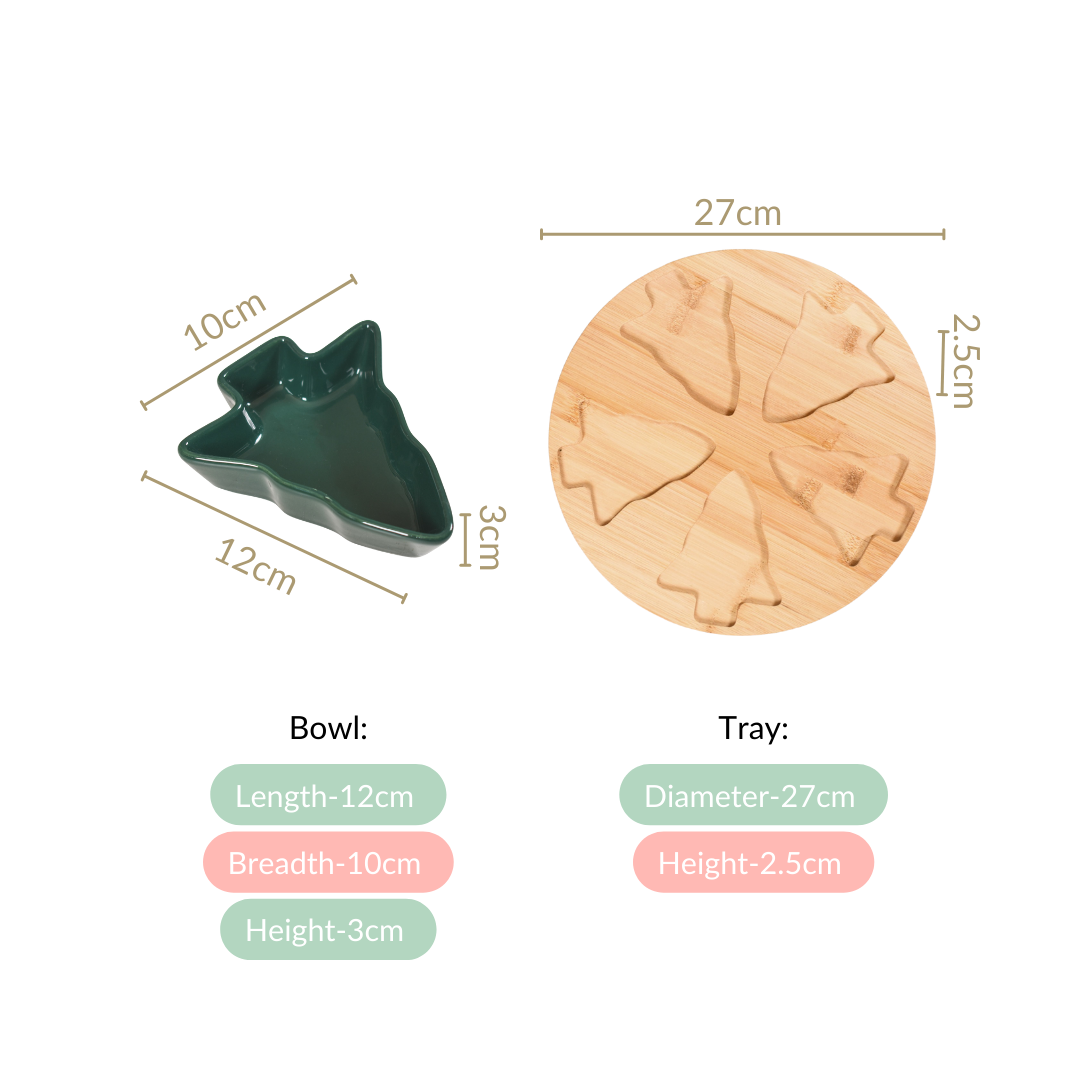 Nestasia Set Of 5 Tree Snack Bowls With Wooden Rotating Tray 100ml - view 4