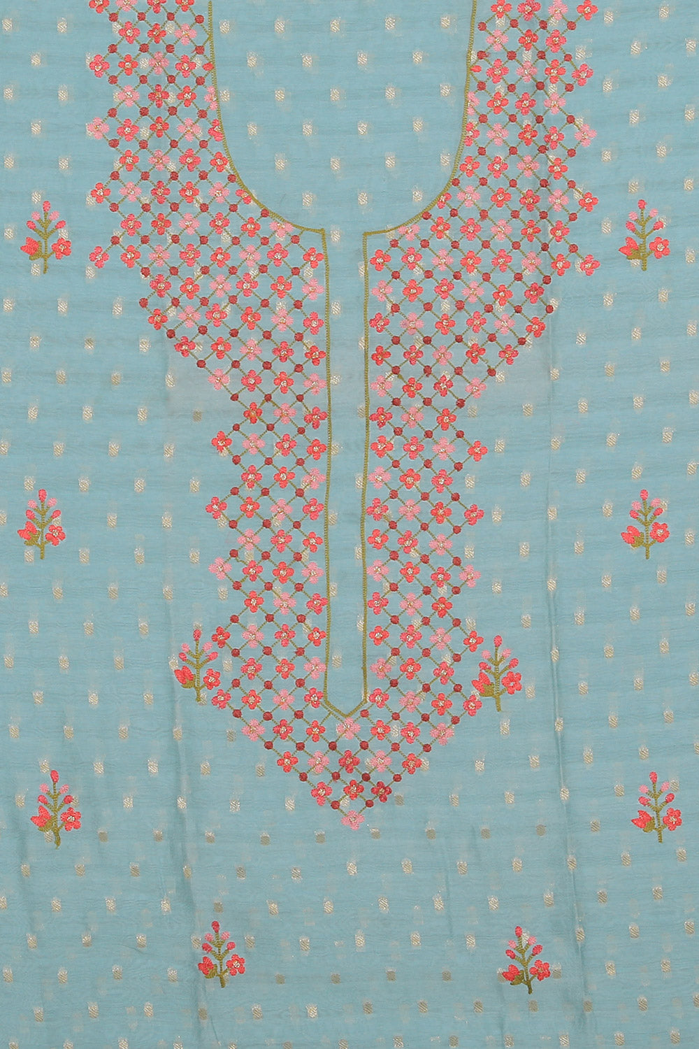 Kalanjali Cotton Silk Unstitched Suit With Dupatta (3 Pcs Set) - view 3