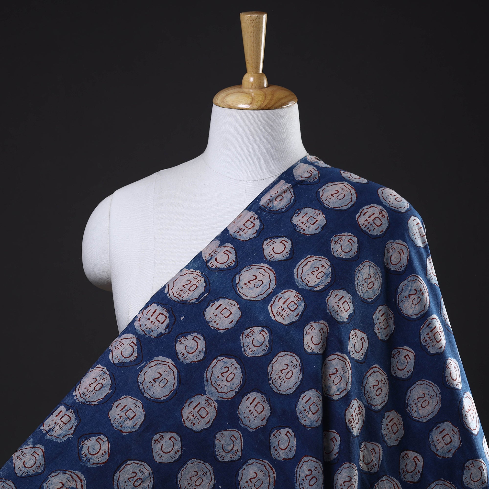 BINDAAS UNLIMITED Blue - Bindaas Block Printed Natural Dyed Cotton Fabric 05