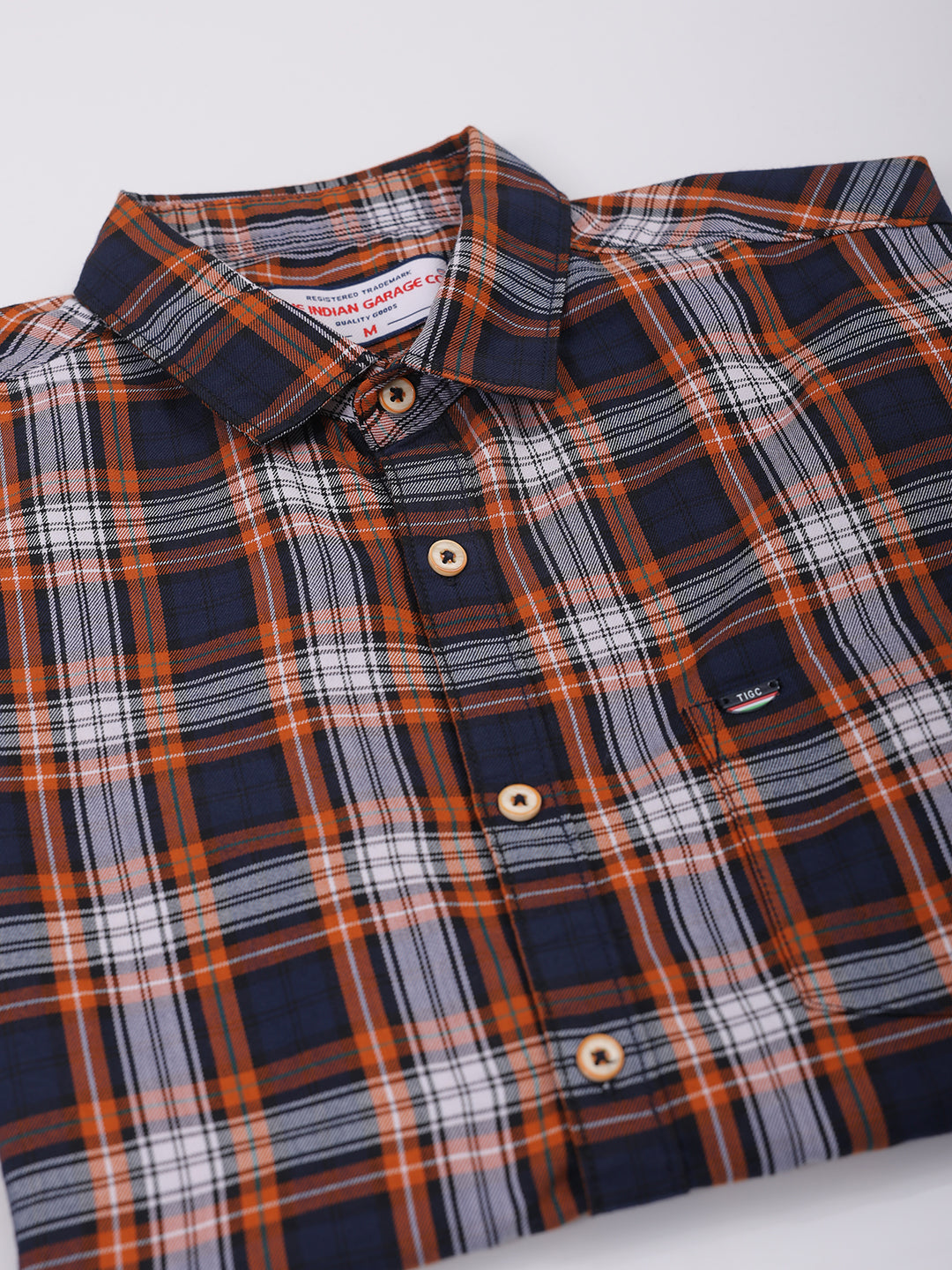 The Indian Garage Co Men's Mustard Slim Fit Checked Shirt - view 7