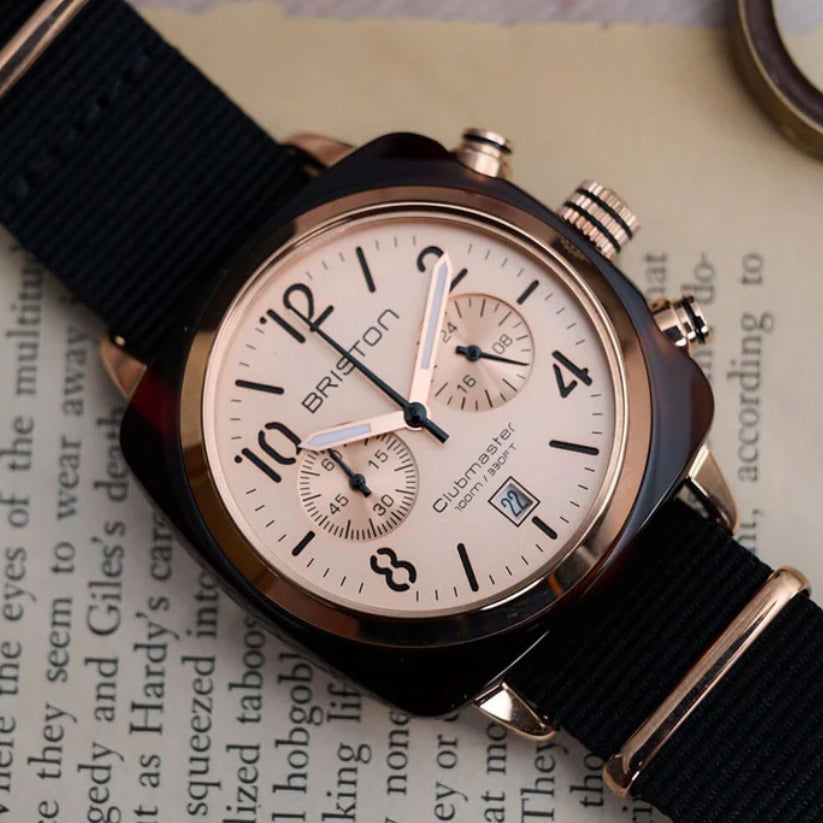 Briston Clubmaster Classic Men Quartz Rose Gold Dial Chronograph Nato Watch 14140.PRA.T.6.NB - view 2