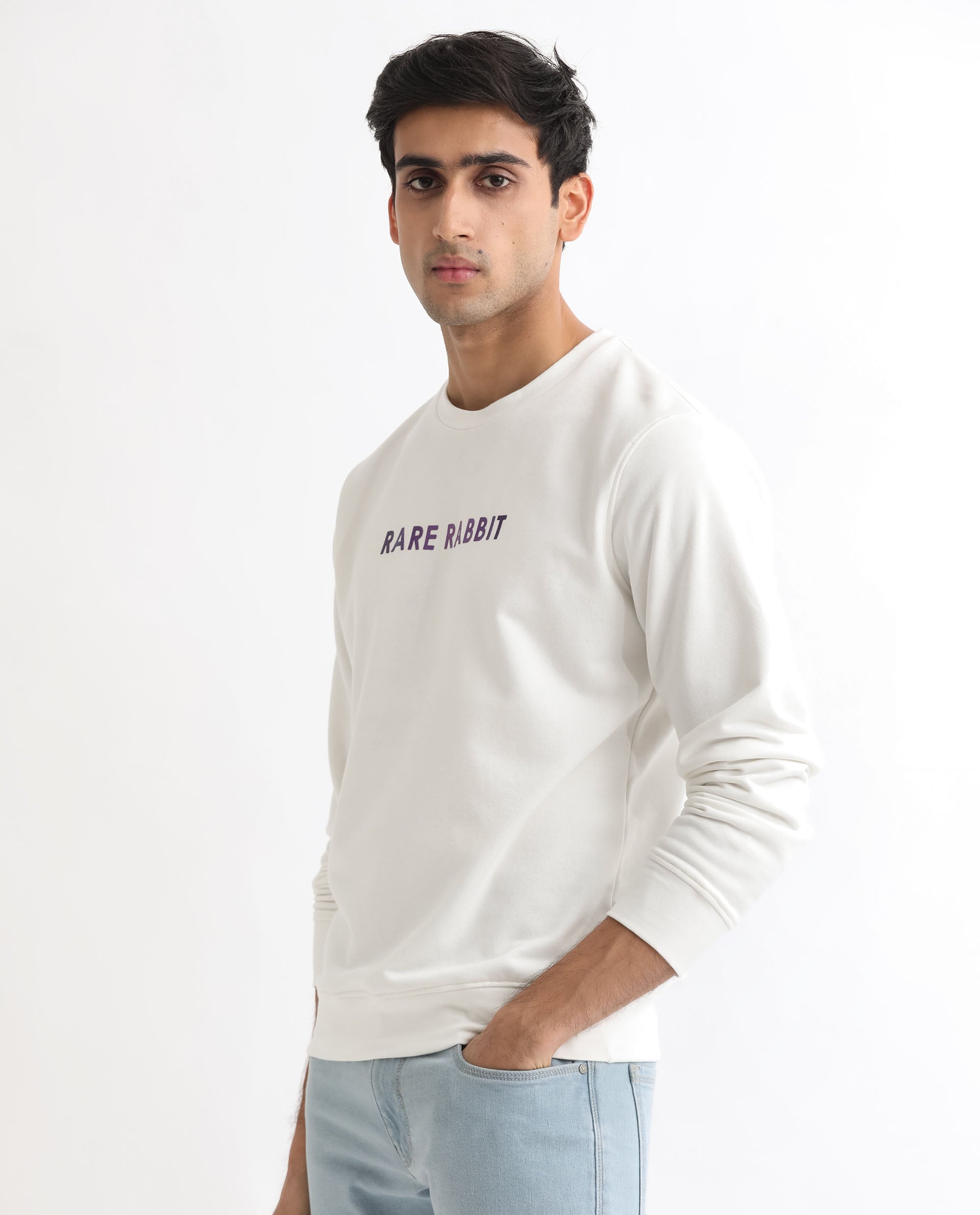 Rare Rabbit Men'S Lintz Off White Sweatshirt Full Sleeves Solid - view 5