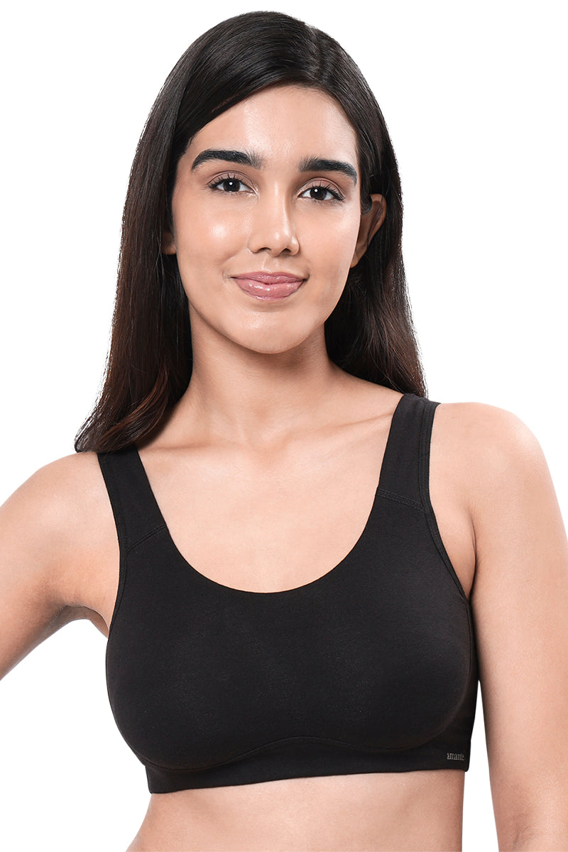 Amante All Day Lounge Solid Non Padded Non-Wired Bra - Black