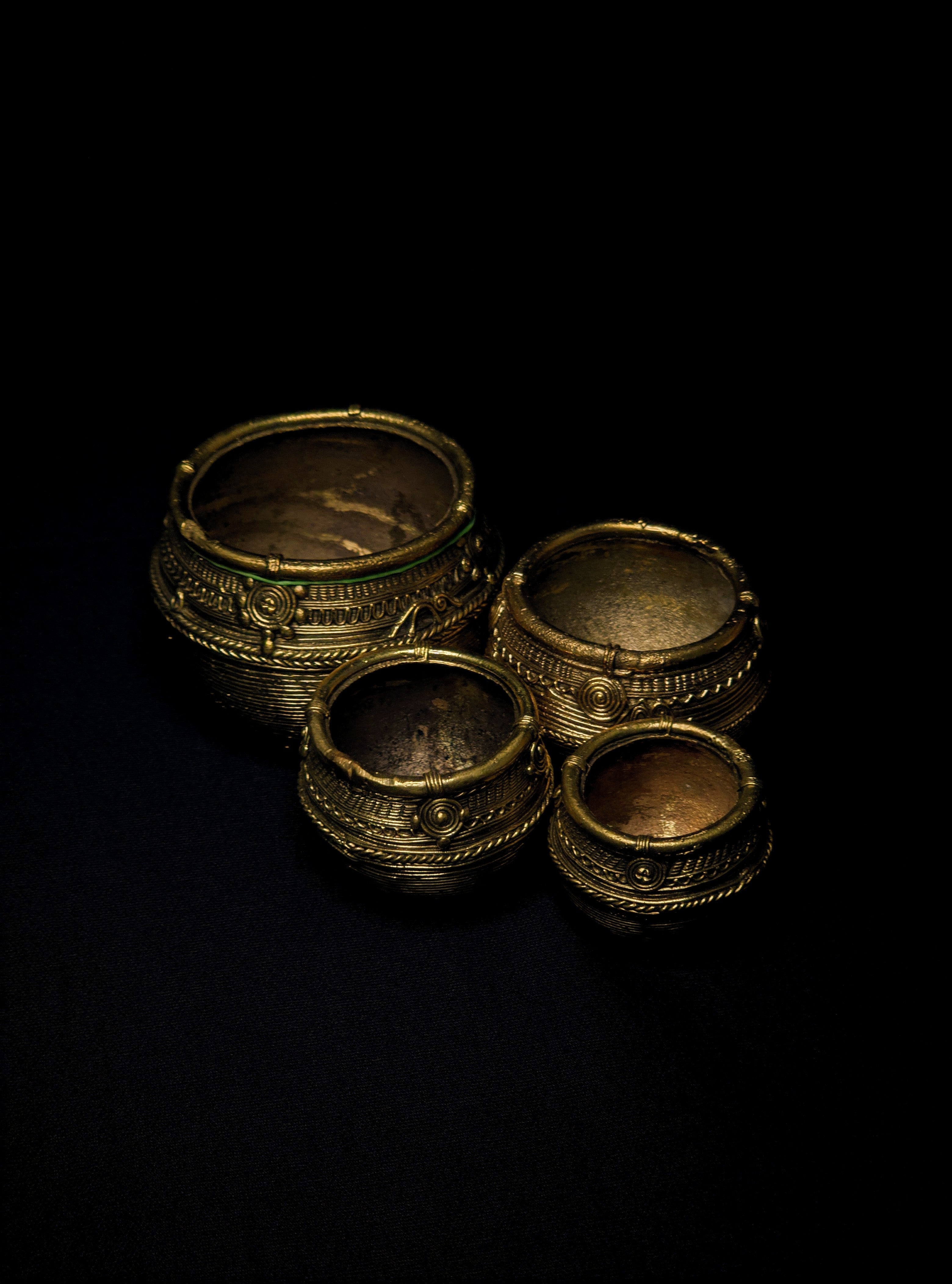 IndianVillèz Handcrafted Dhokra Mana (Set of 4)
