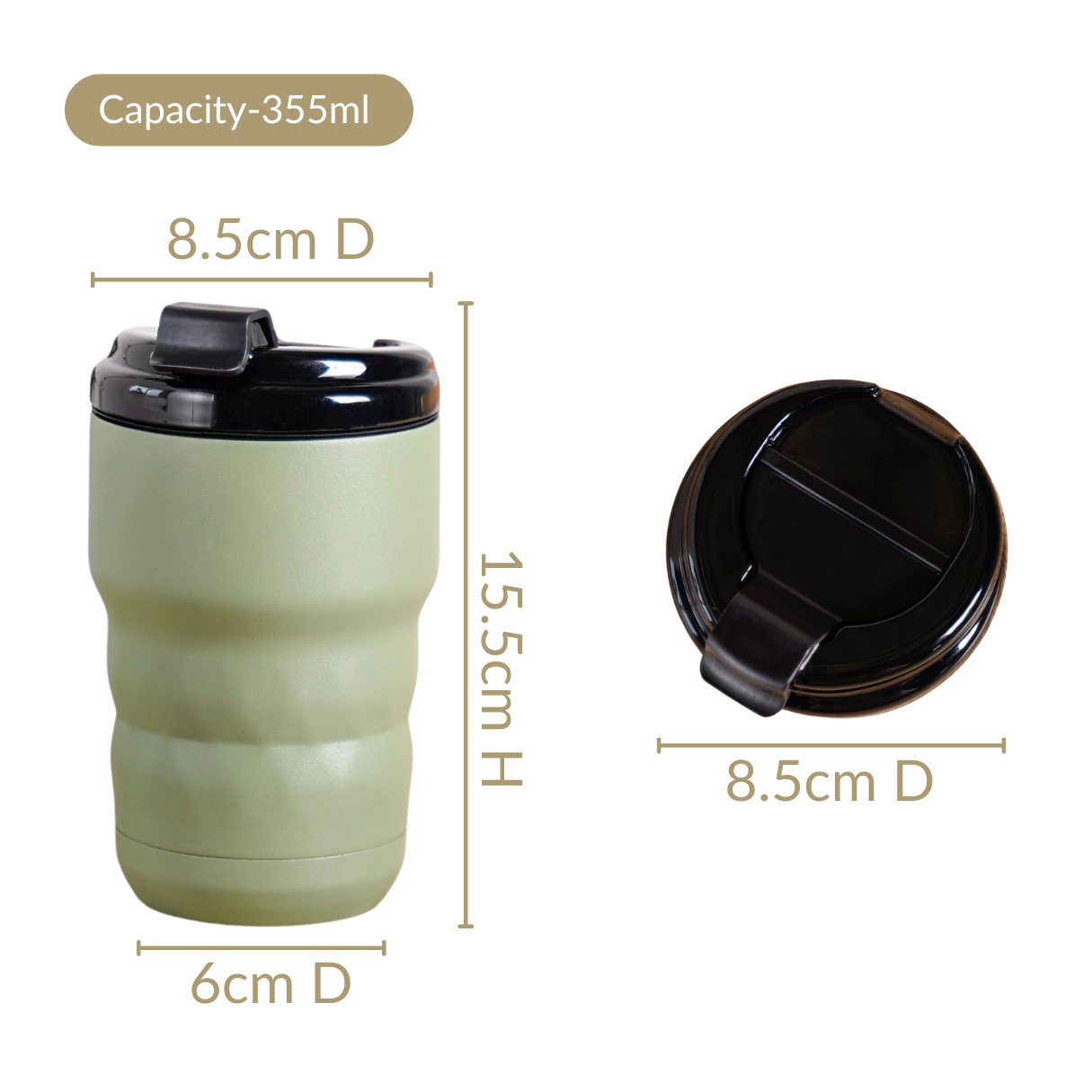 Nestasia Brewster Insulated Travel Coffee Tumbler Seaweed Green 355ml - view 4