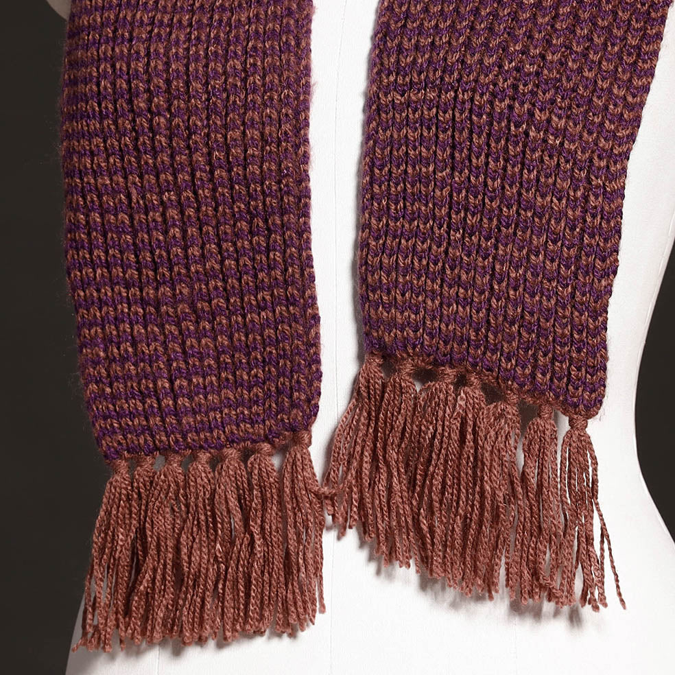 KILMORA Brown - Kumaun Hand Knitted Woolen Muffler (66 in) - view 2
