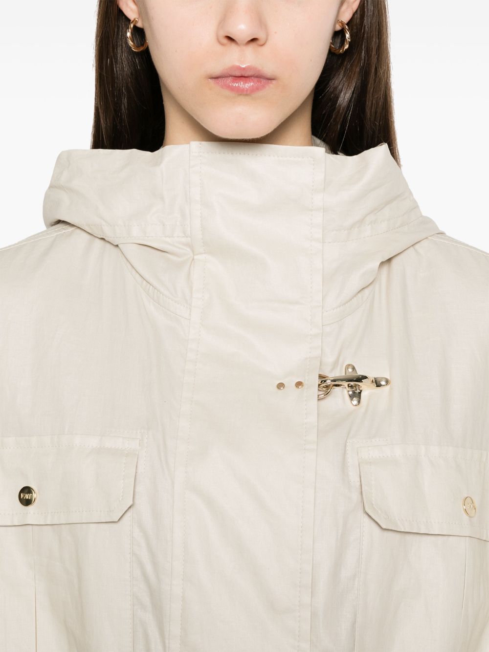 Fay Linen and cotton blend parka coat - view 2