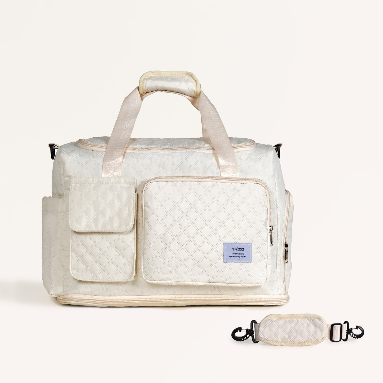 Nestasia Off-White Dova Adjustable Gym Duffle Bag