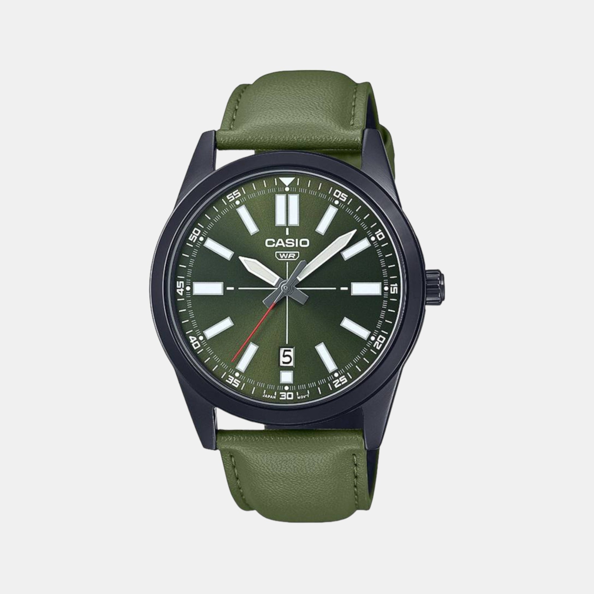 Casio Enticer Men Quartz Green Dial Analog Leather Watch A1945