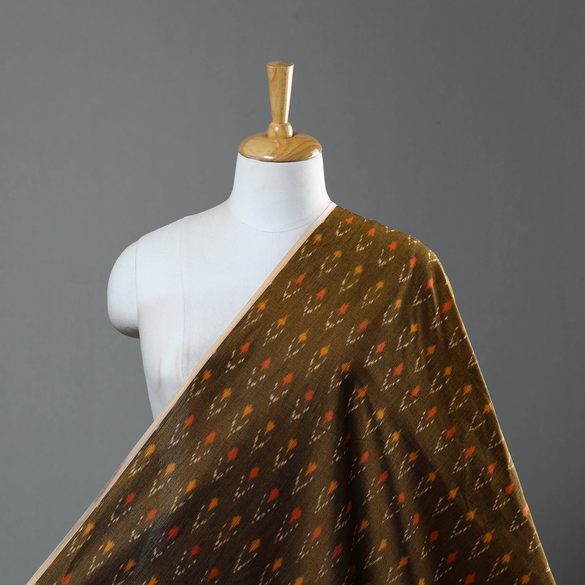 SOUTH KARGHA Brown - Mercerised Cotton Pochampally Ikat Fabric 12