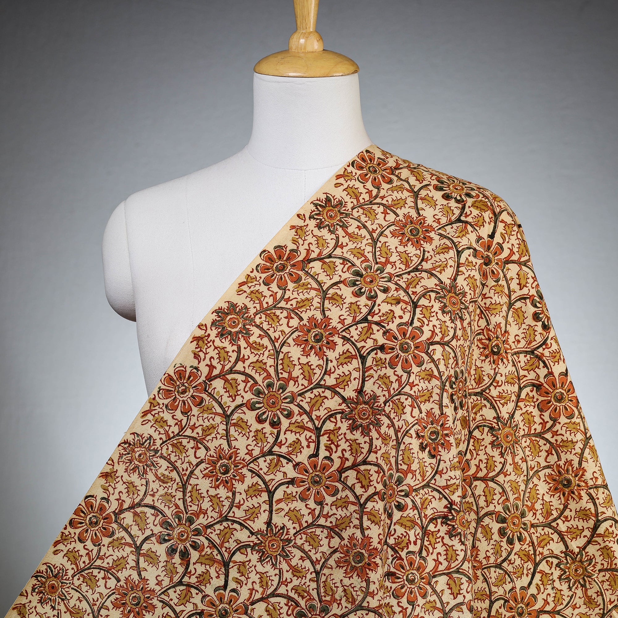 PITCHUKA SRINIVAS KALAMKARI PEDANA Beige - Pedana Kalamkari Block Printed Cotton Fabric