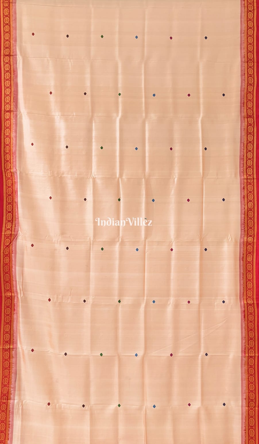 IndianVillèz Peach Single Butta design Odisha Ikat Khandua Silk Saree - view 3