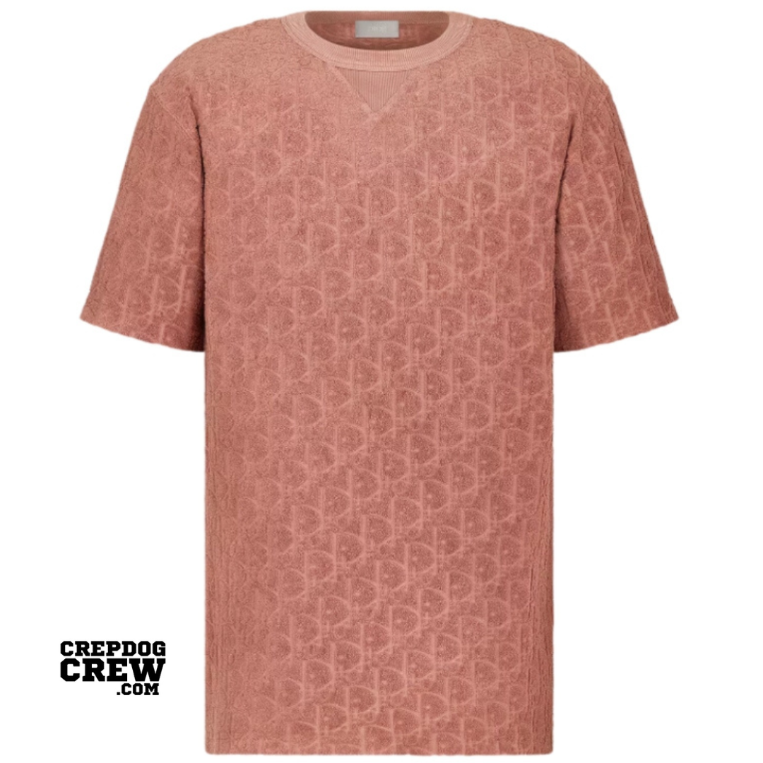 Christian Dior Dior Oblique Terry Cotton Relaxed Fit Jacquard Pink Tee