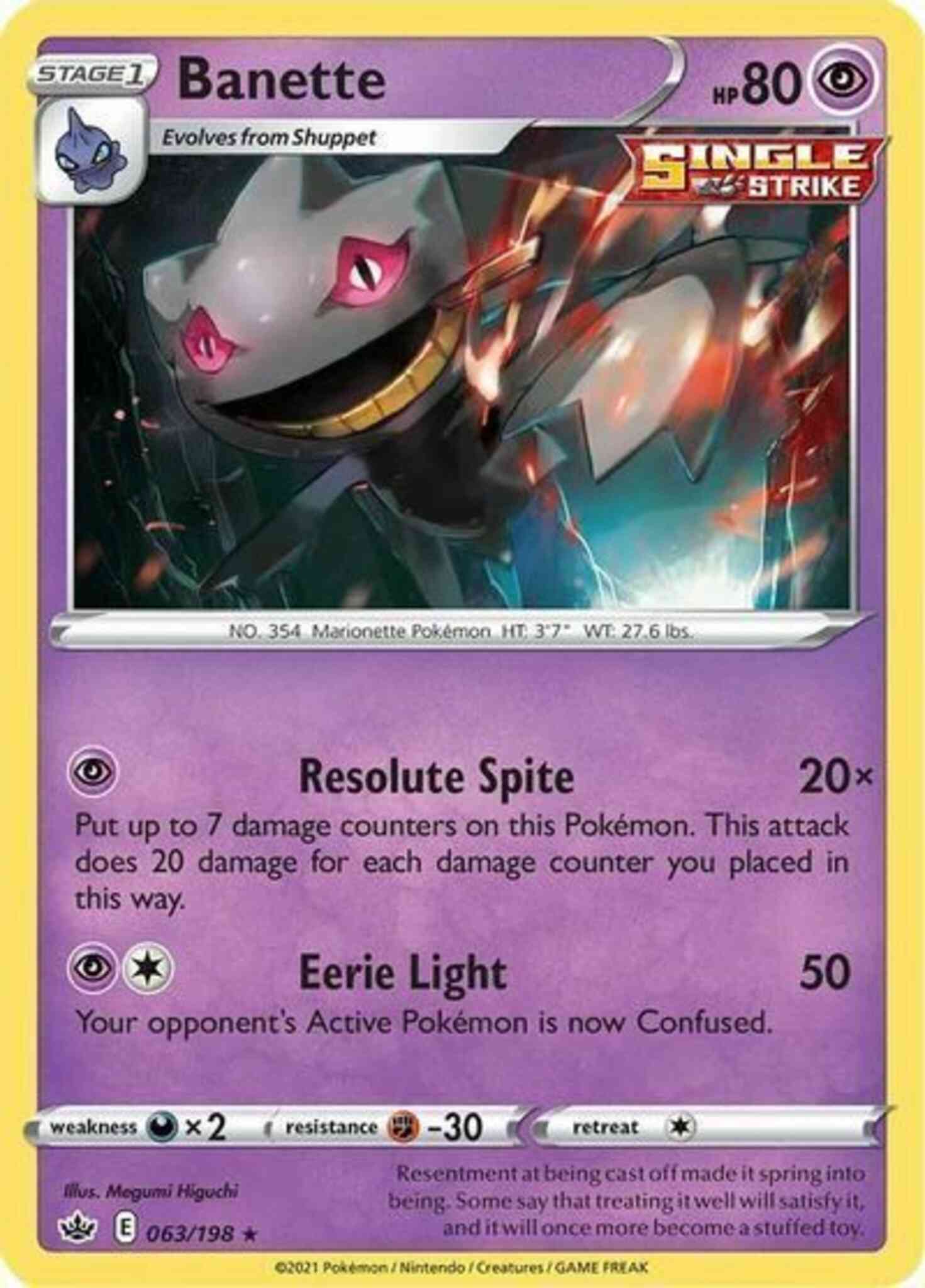 Rare swsh6-063 non-holo – Pokémon Banette - 063/198 - Rare [swsh6-063] [Non-Holo]