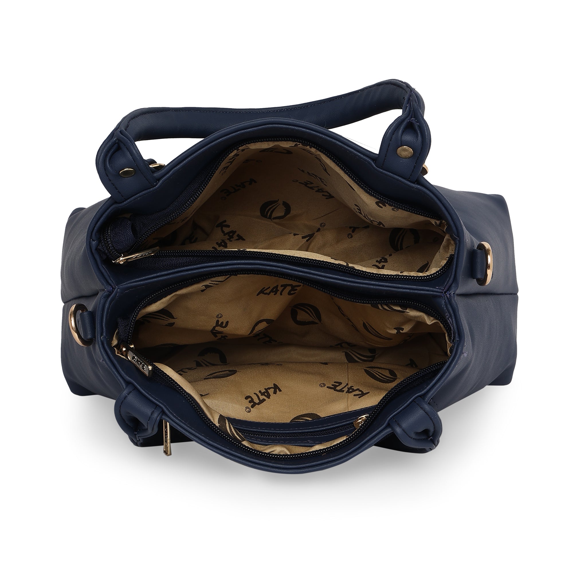 Peachmode Seller Blue Women Vegan Leather Handbag With Belt - view 7