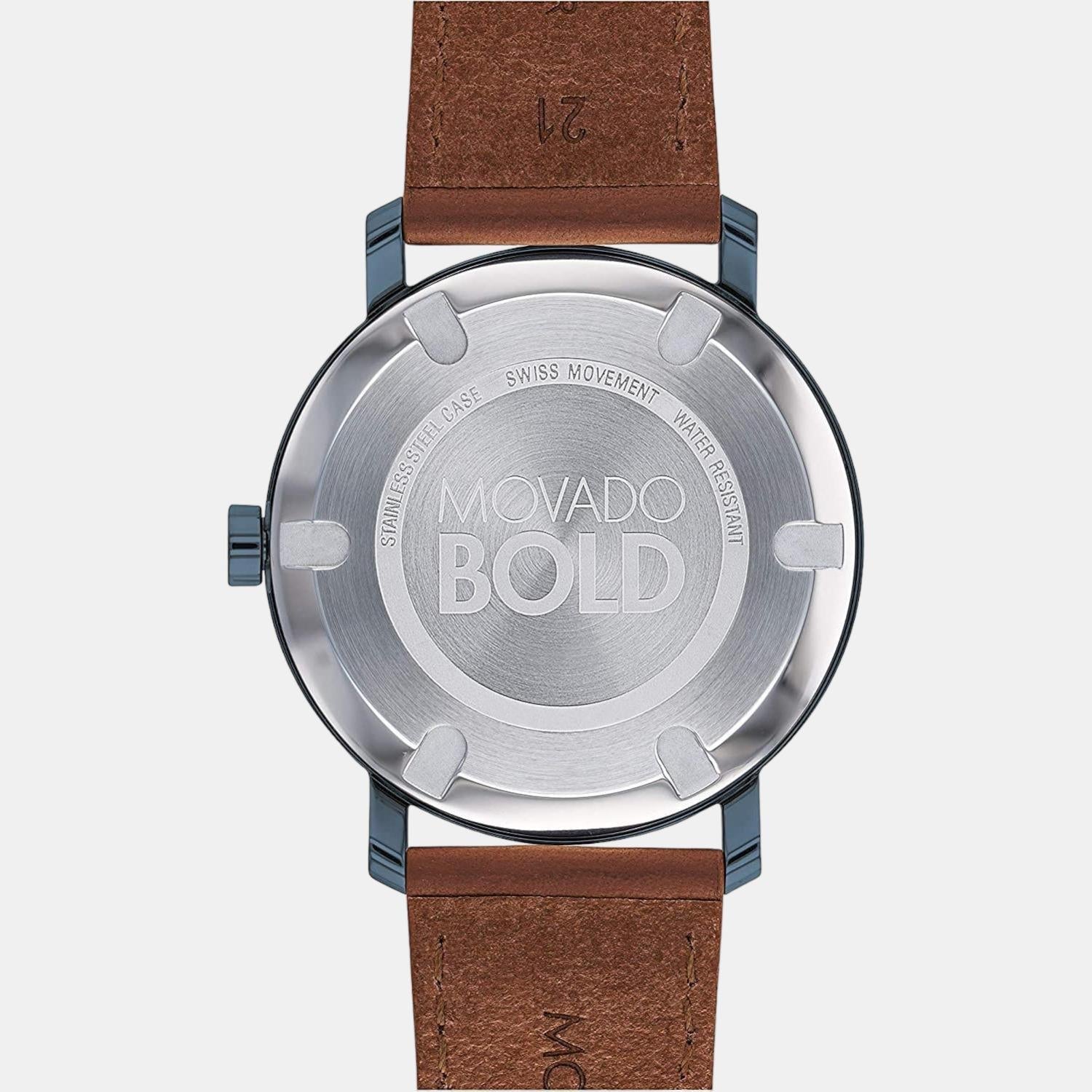 Movado Bold Men Quartz Blue Dial Analog Leather Watch 3600520 - view 3