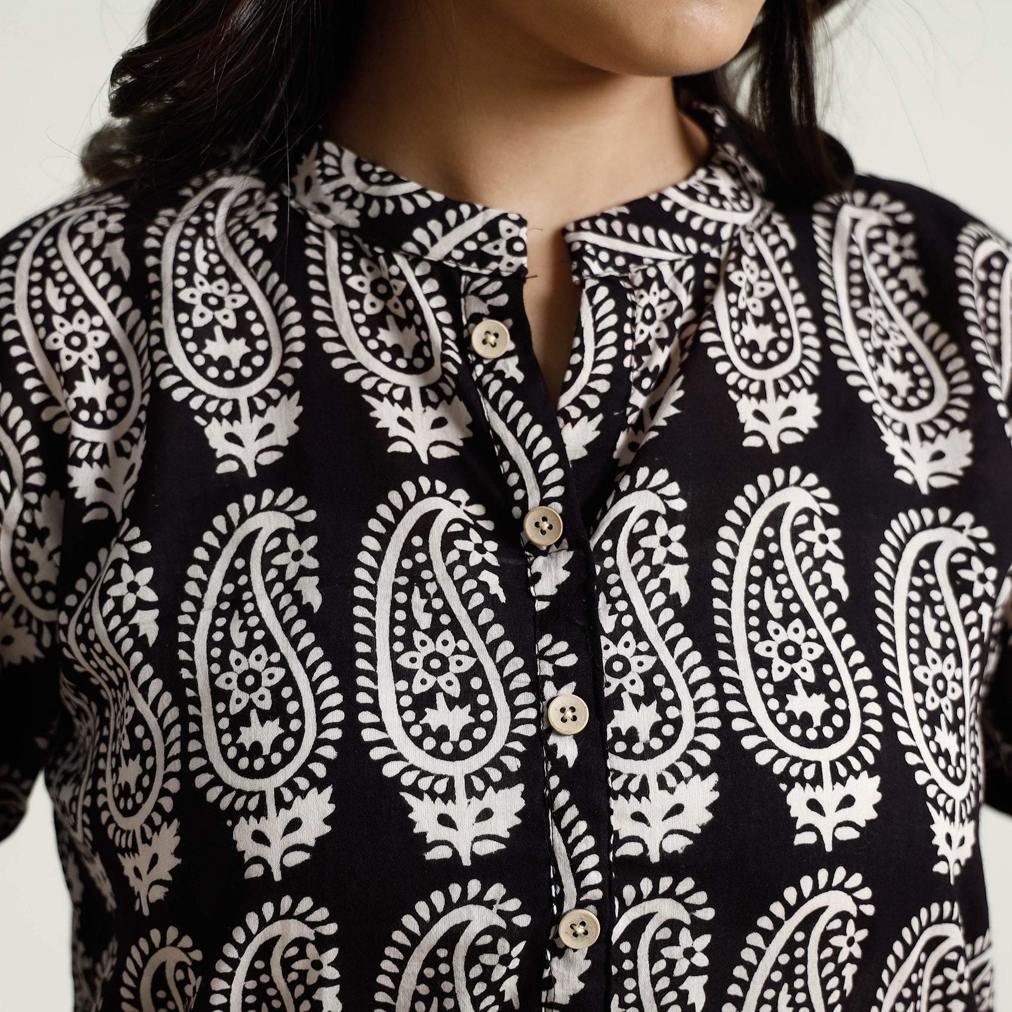 ITOKRI CASUALS Black - Block Print Mul Cotton Straight Bagh Kurta - view 4
