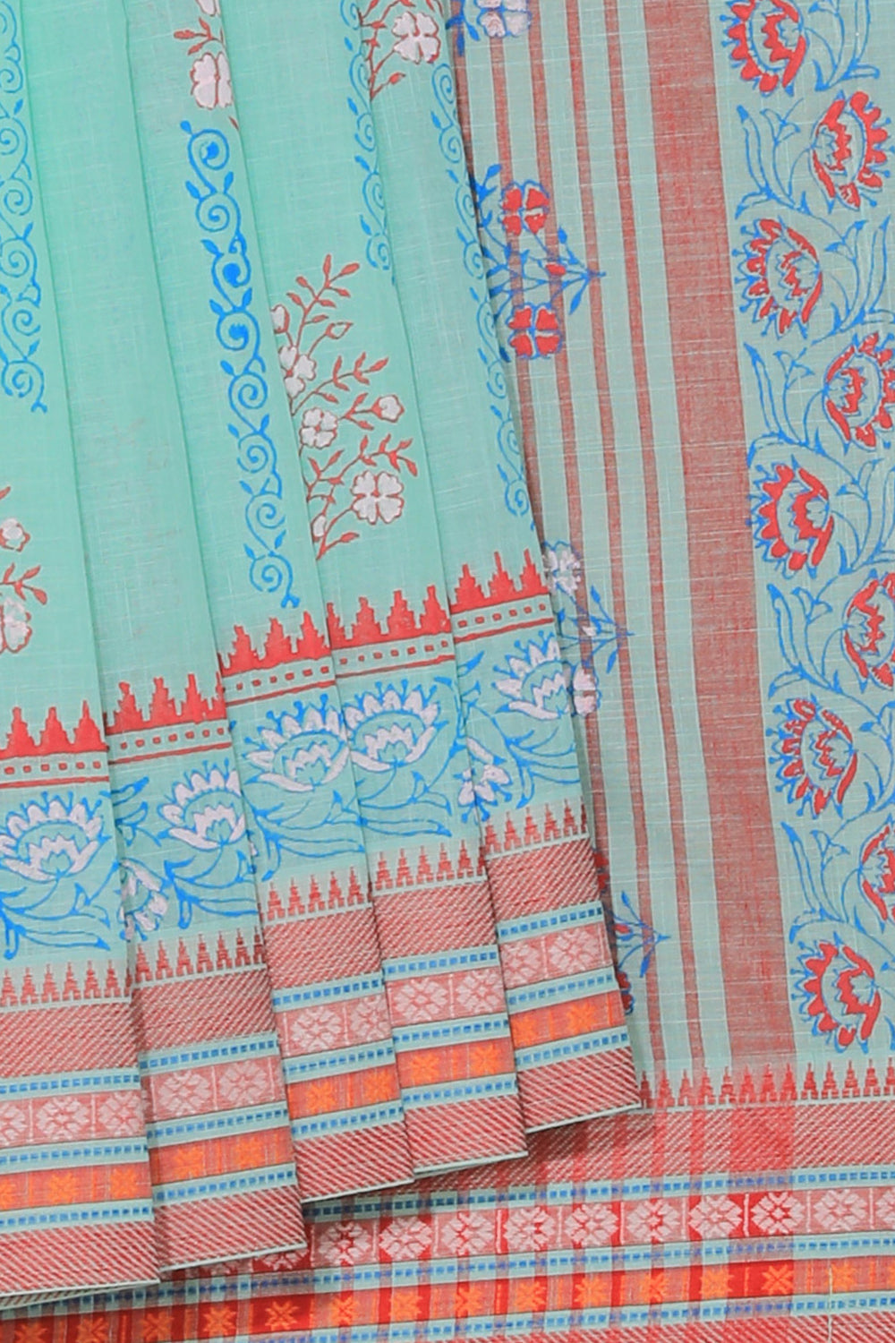 Kalanjali Ethnics Hand block printed cotton saree