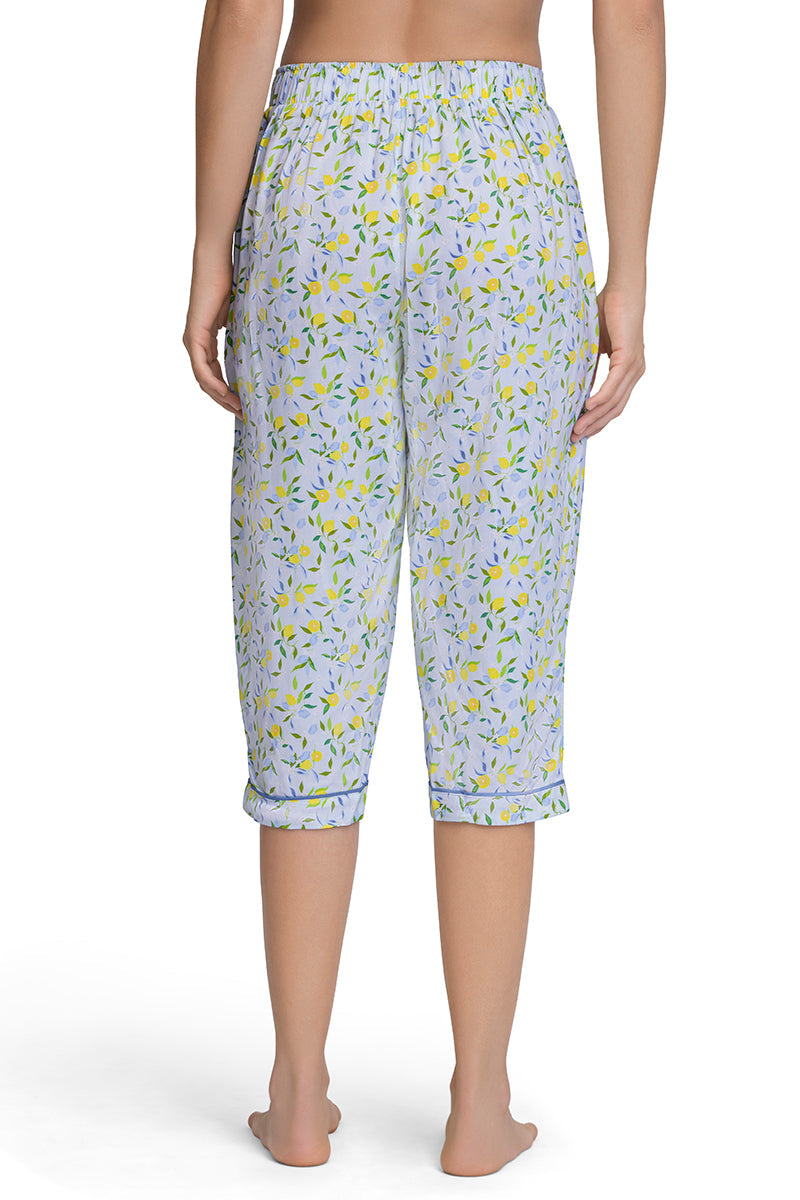 Amante Capri Length Pyjama Bottom - Lemon Leaf Pr - view 2