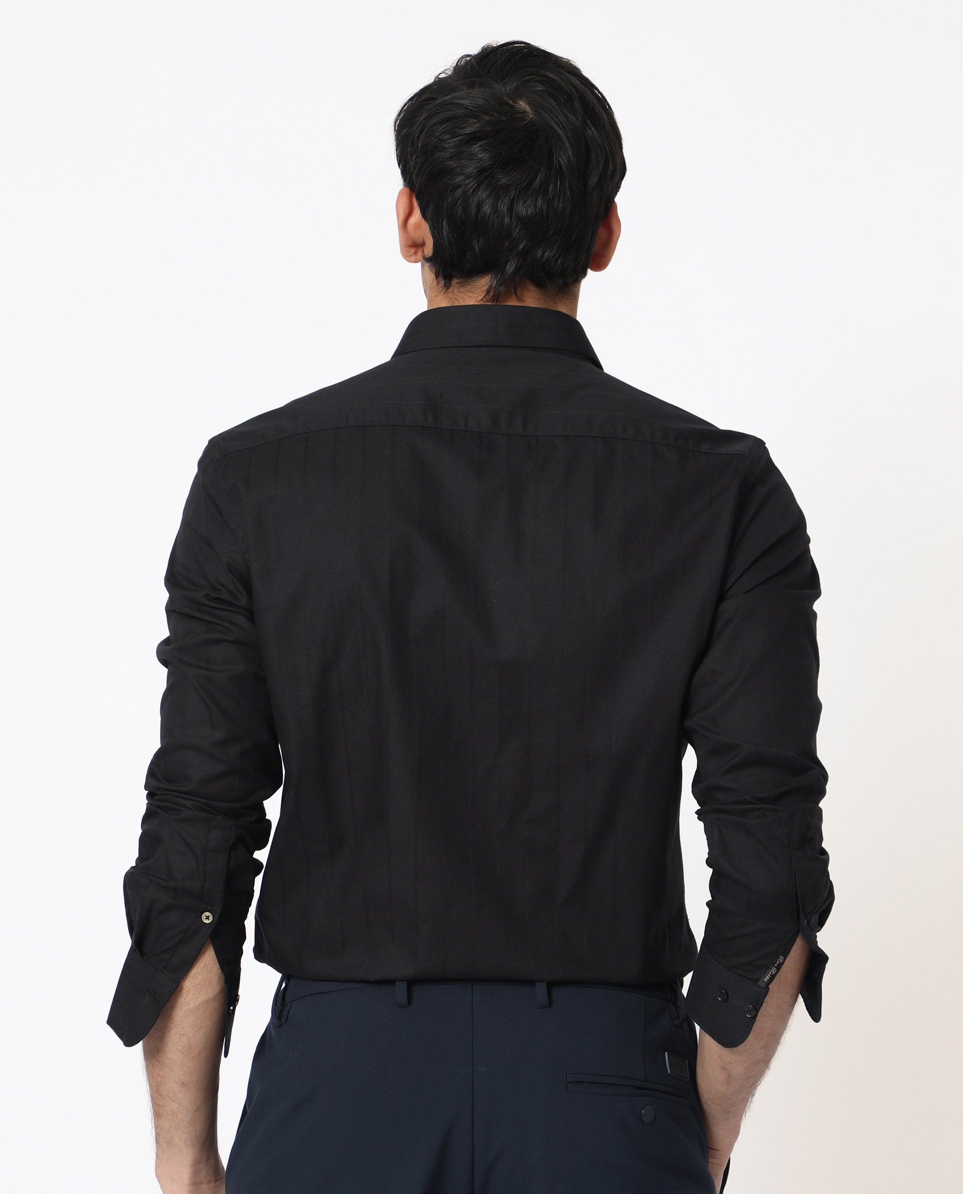 Rare Rabbit Men's Gazan Black Shirt Cotton Fabric Full Sleeves Slim Fit - view 11