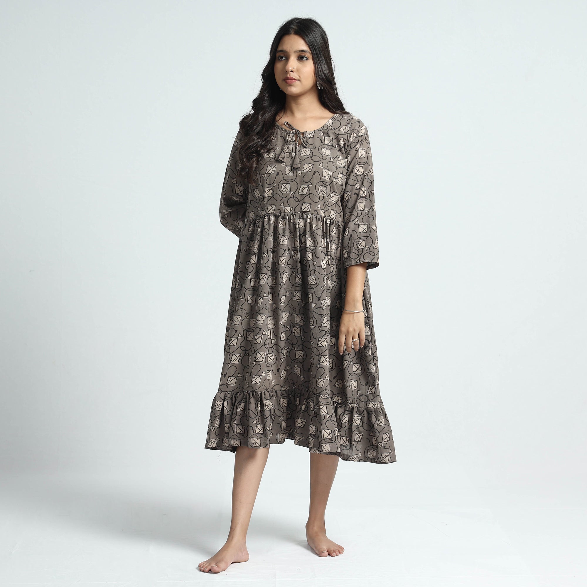 ITOKRI CASUALS Brown - Bindaas Art Block Printed Cotton Dress - view 2