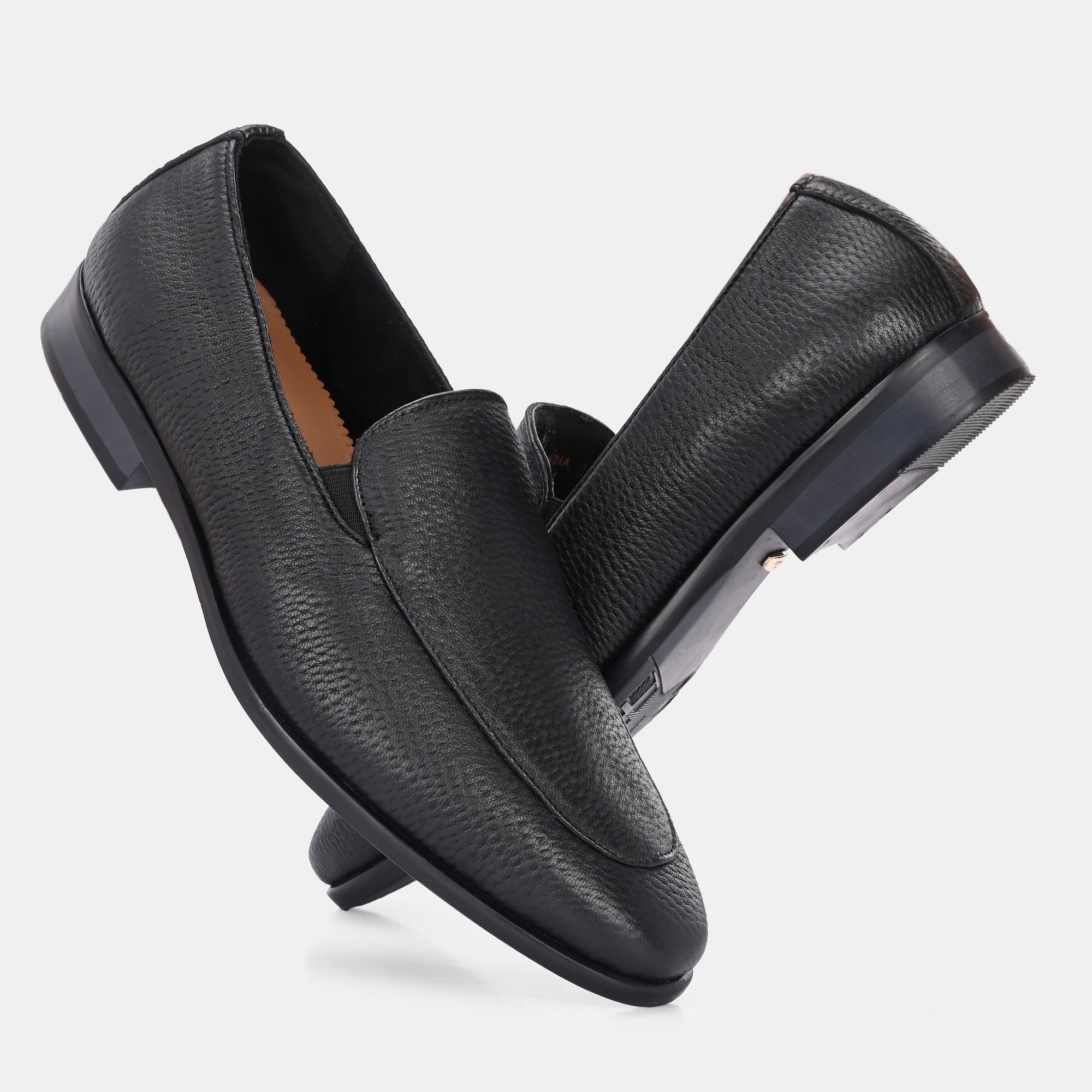 Pashmina Leather Penny Loafers by Lafattio – Black