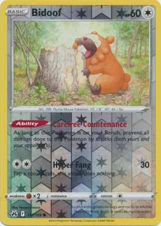 Common swsh125-111 reverse – Pokémon Bidoof - 111/159 - Common [swsh125-111] [Reverse Holo]