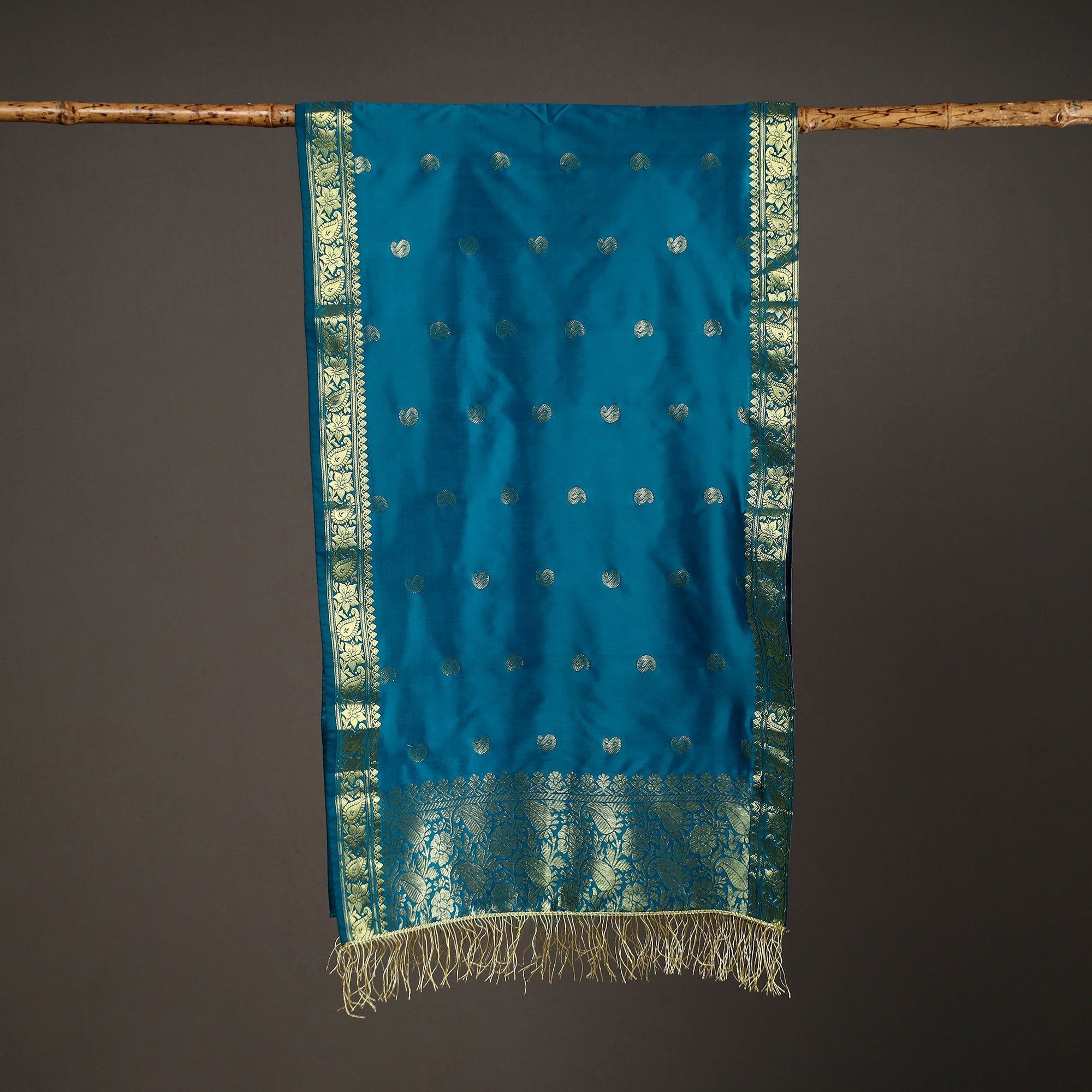 ITOKRI CRAFTS INITIATIVE Blue - Brocade Handloom Silk Nakshi Buti Banarasi Stole 31 - view 2