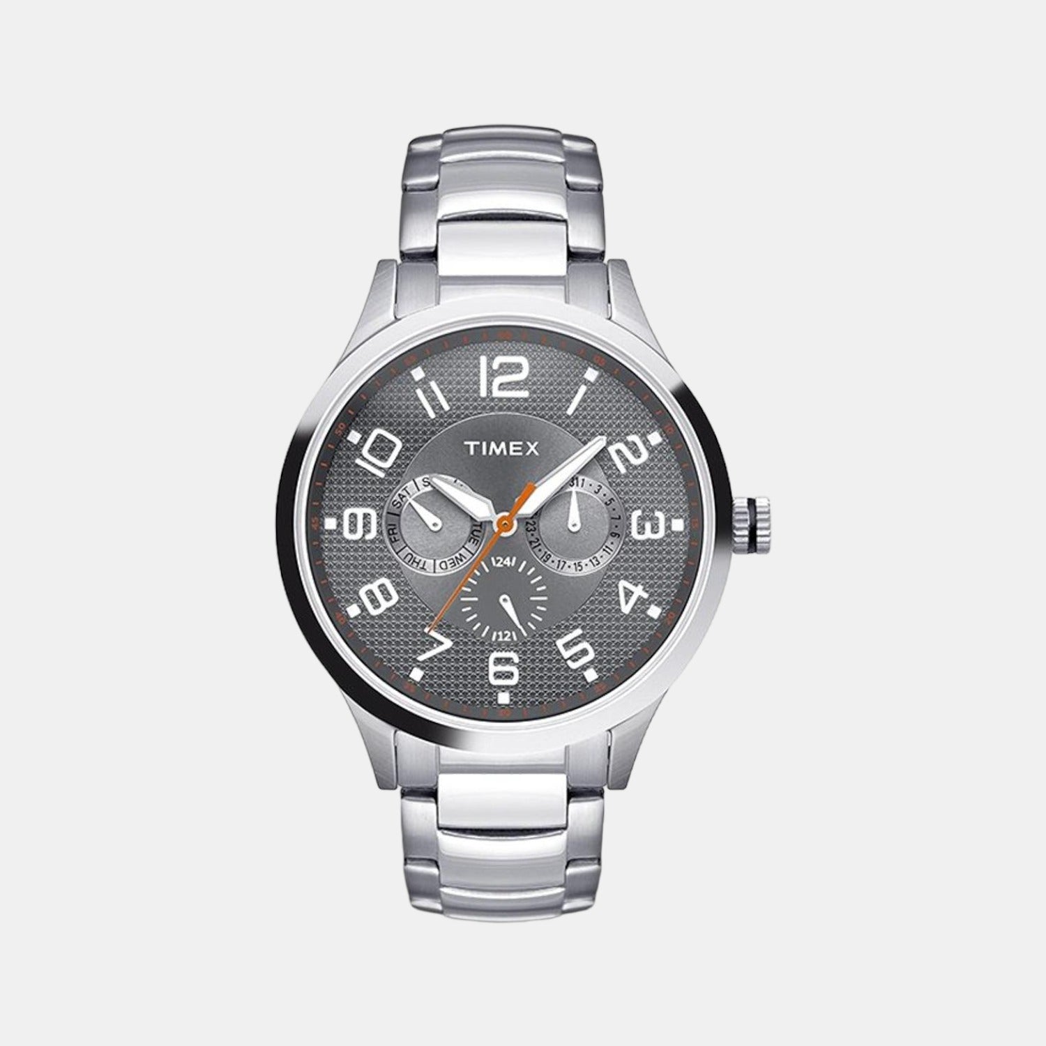 Timex Fashion Men Quartz Grey Dial Chronograph Stainless Steel Watch TW000T307