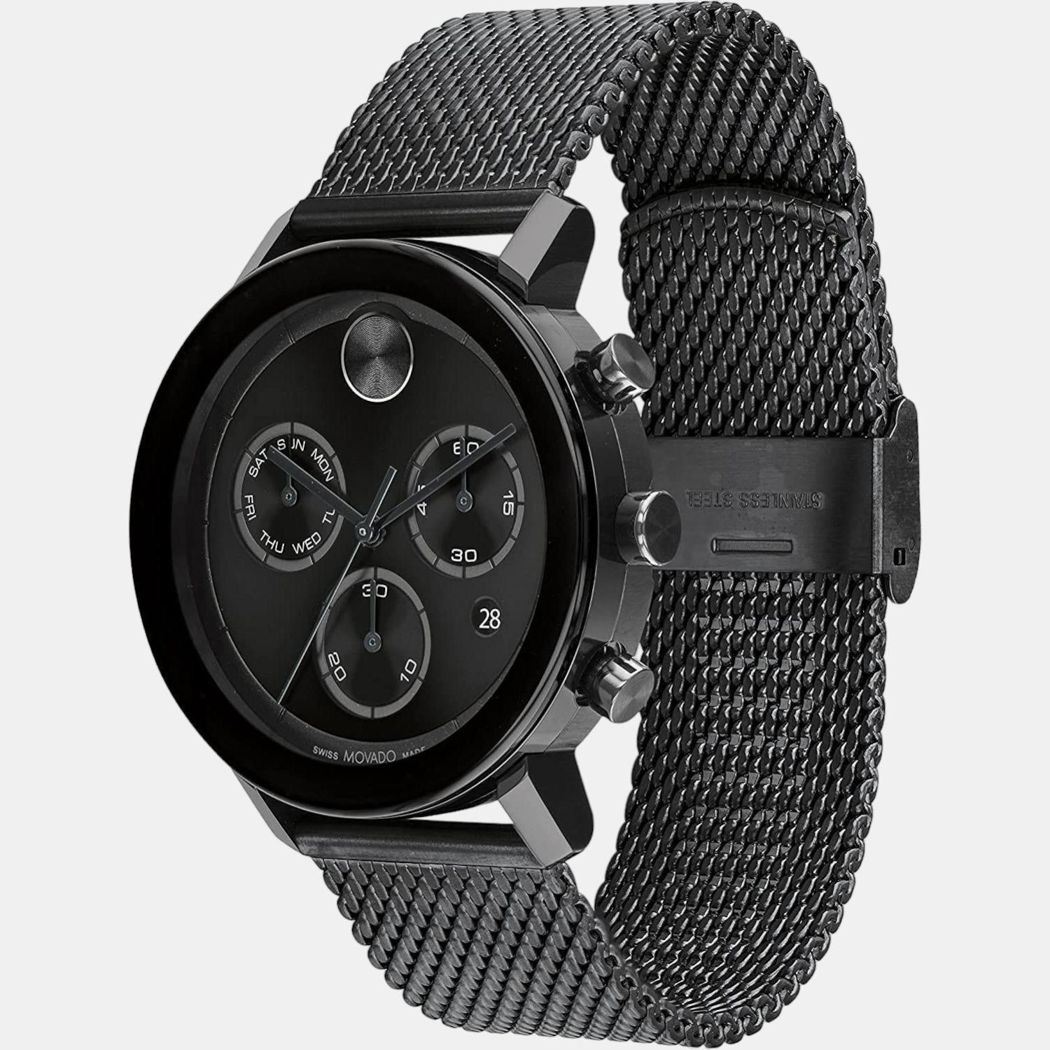 Movado Bold Evolution Men Quartz Black Dial Chronograph Stainless Steel Watch 3600810 - view 2