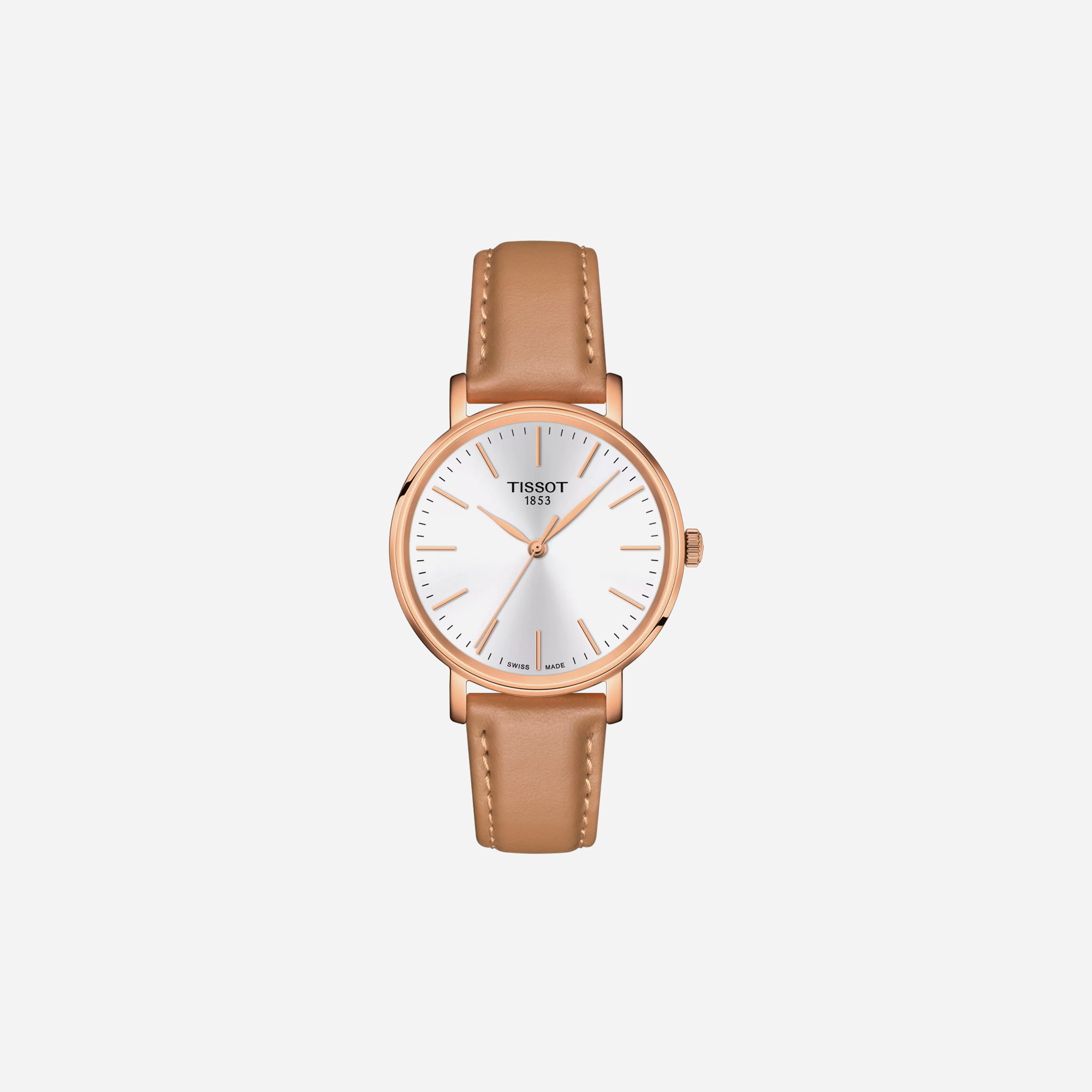 Tissot Everytime White Dial 34mm Beige Leather Strap Quartz Watch