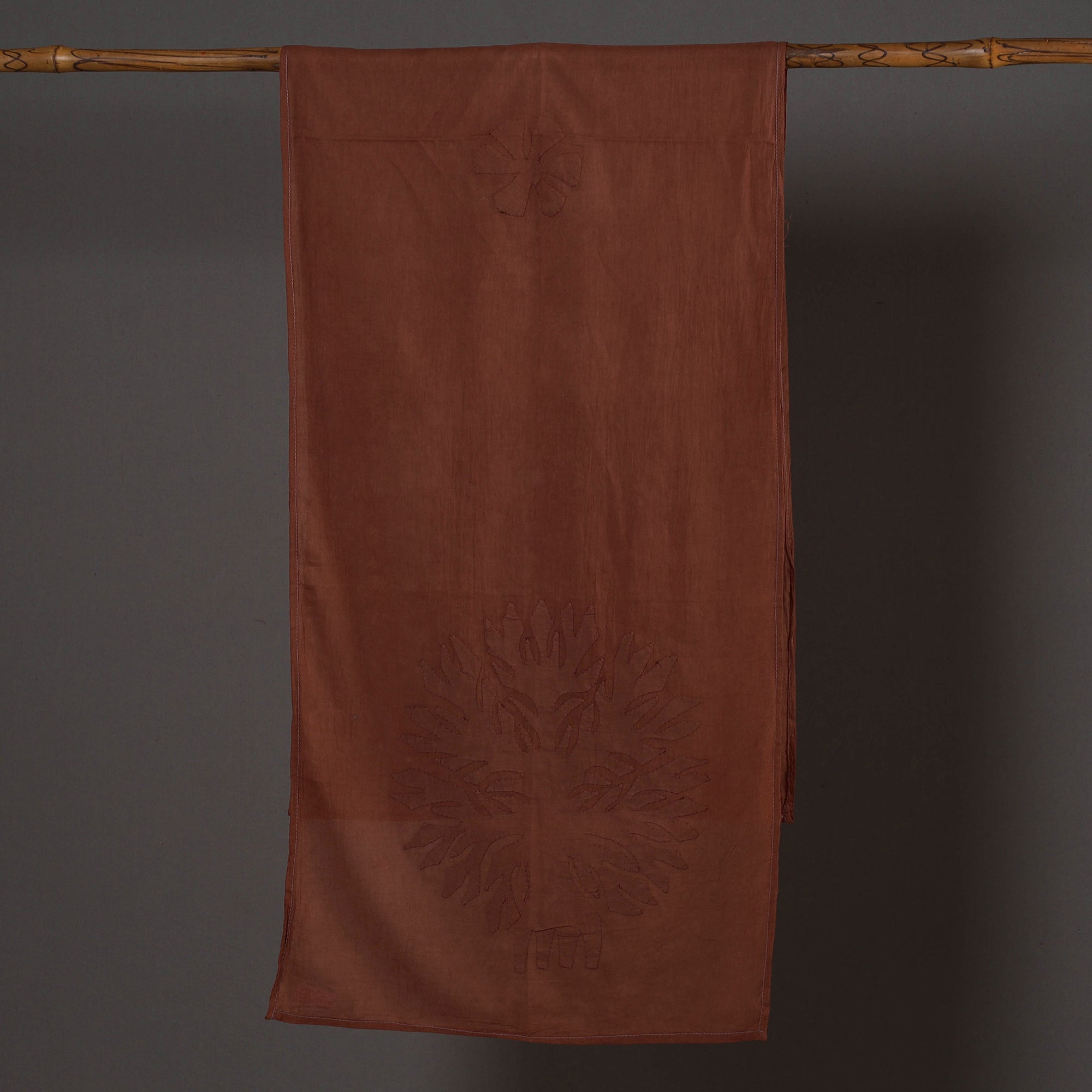 SHADES OF MARUDHARA Brown - Barmer Applique Cut Work Mul Cotton Stole - view 2