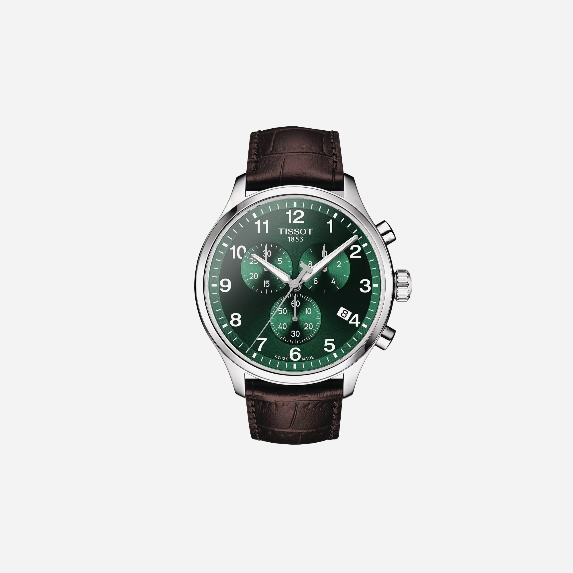 Tissot Chrono XL Classic Green Dial Brown Leather Strap 45mm