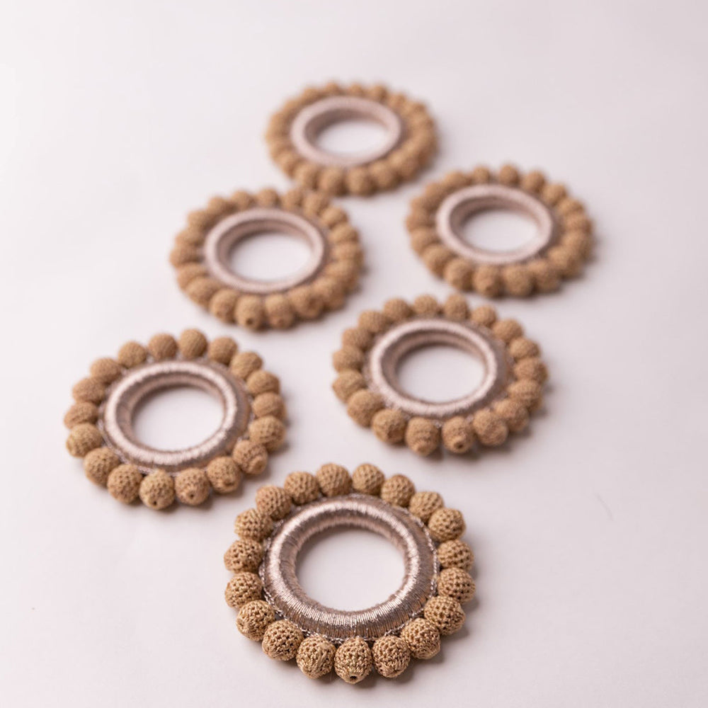 Beige - Samoolam Handmade Crochet Ziba Napkin Holders (Set of 6) - view 2