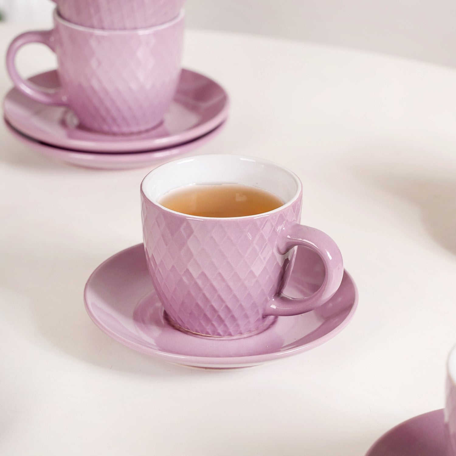 Nestasia Purple Ceramic Tara Tea Cup Set Of 6 With Saucer 225ml - view 3