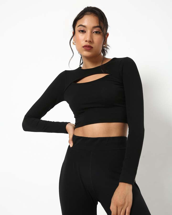 Black t-shirts – Baddie Keyhole Top – Black