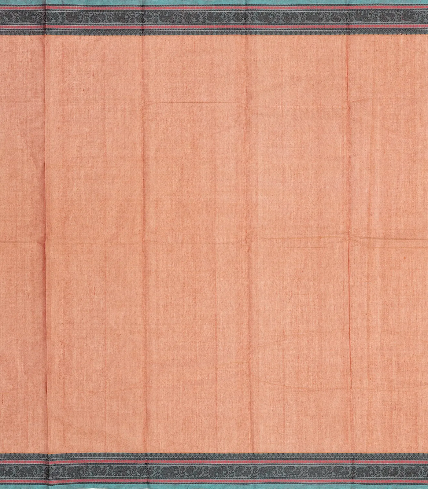 RmKV Peach Handloom Kanchi Cotton Saree With Annam & Mango Buttas - view 4