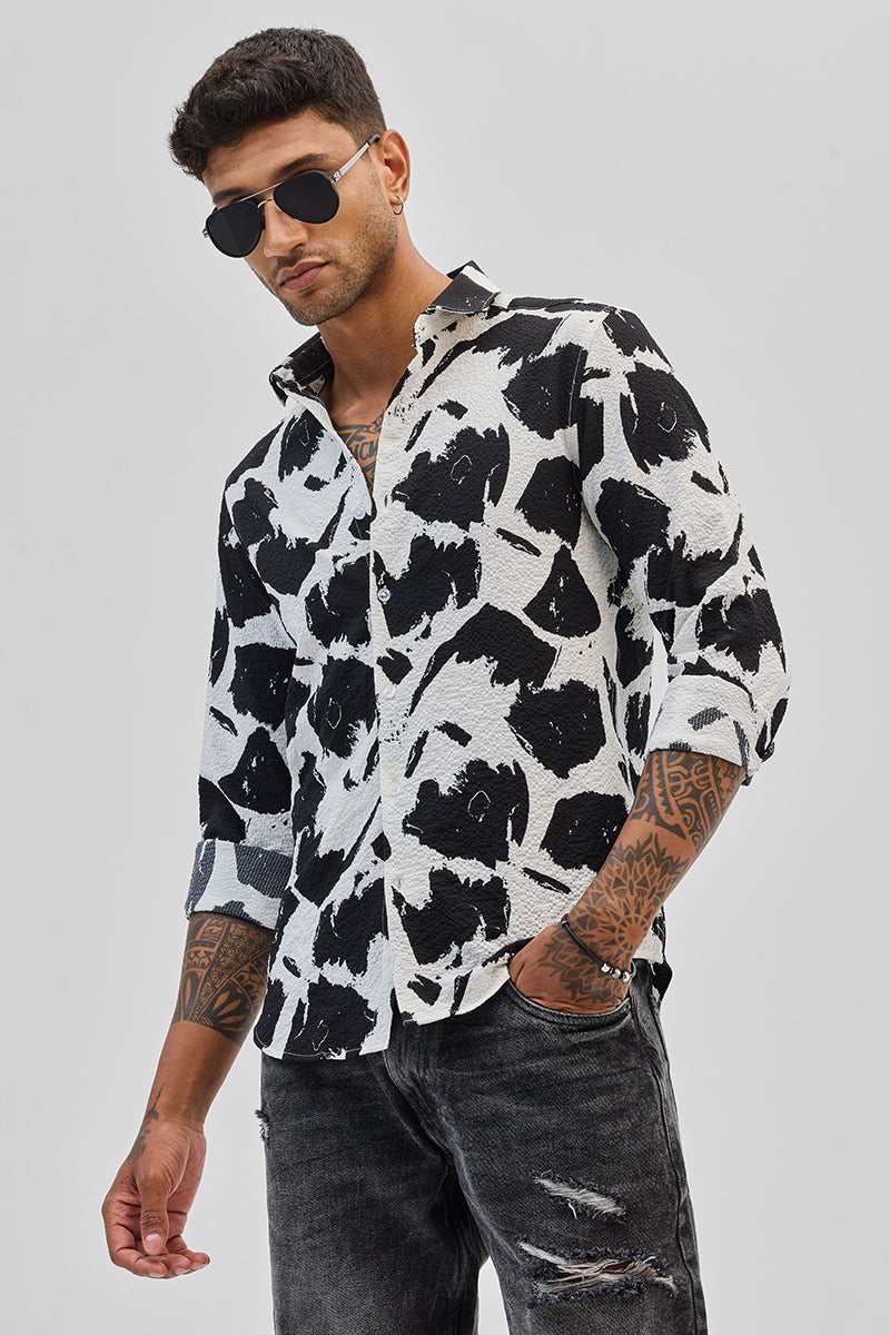 SNITCH White Abstract Printed Shirt