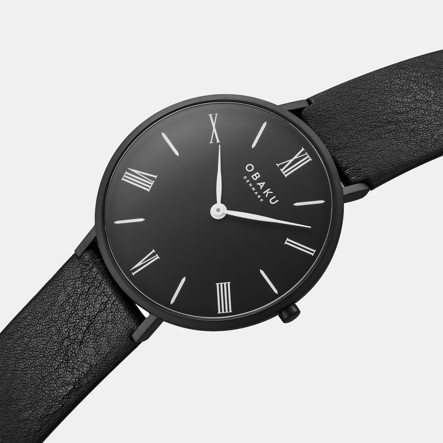 Obaku Folie Ebony Men Quartz Black Dial Analog Leather Watch V283GXBBRB - view 2