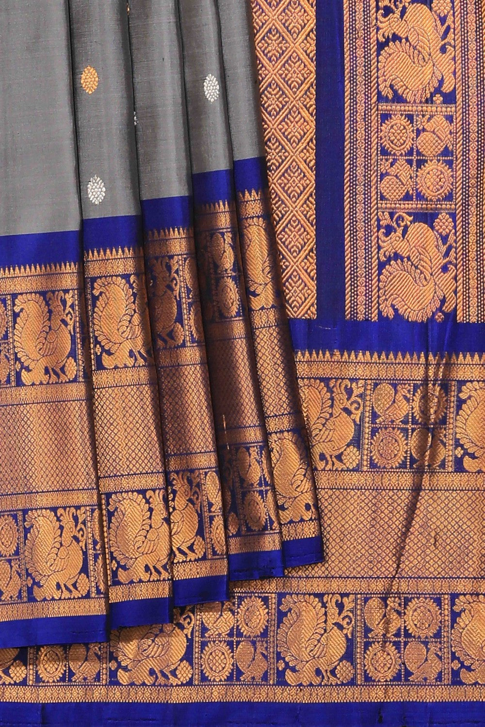 Kalanjali Gadwal Silk Grey Saree – Women's