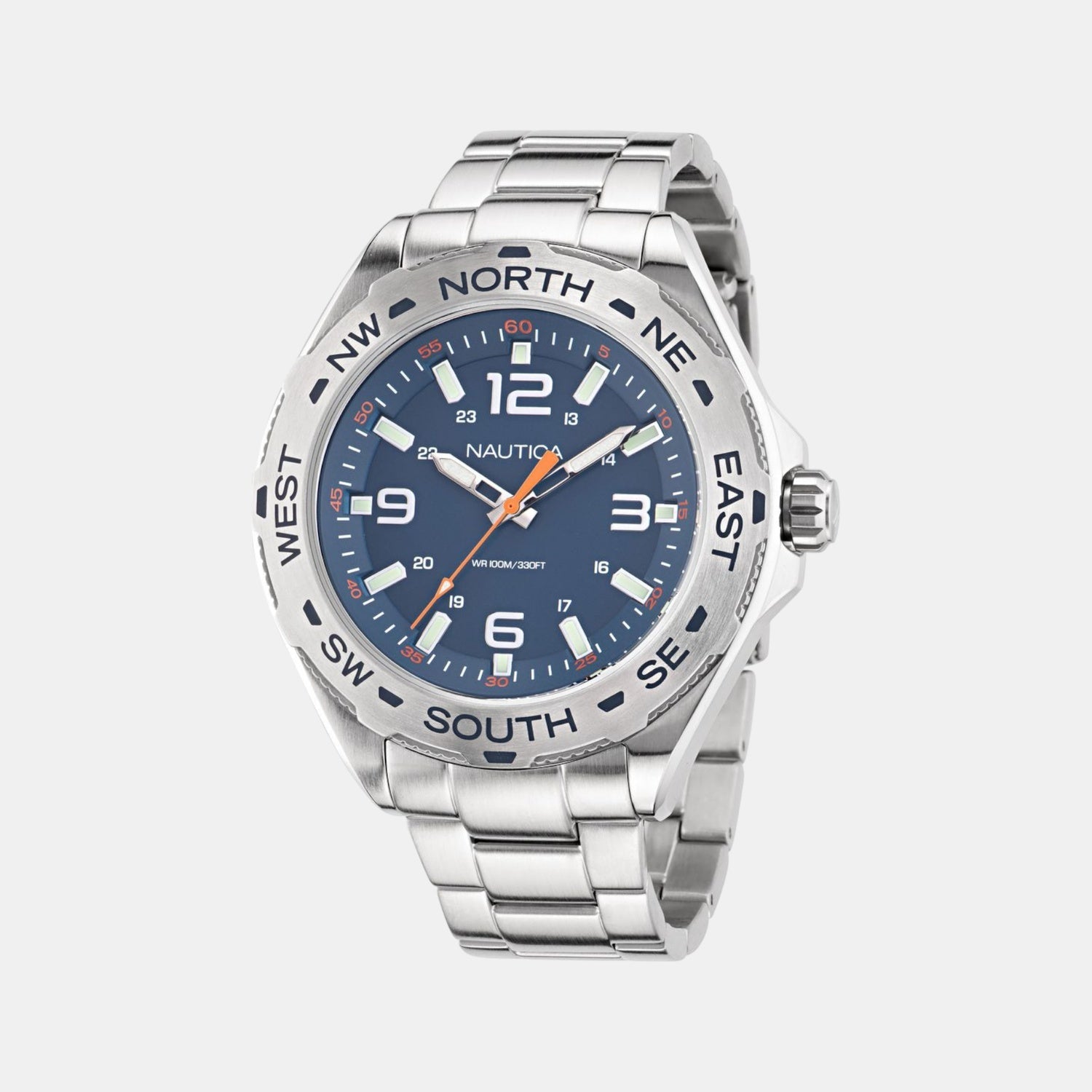 Nautica Clearwater Beach Men Quartz Blue Dial Analog Stainless Steel Watch NAPCWS302