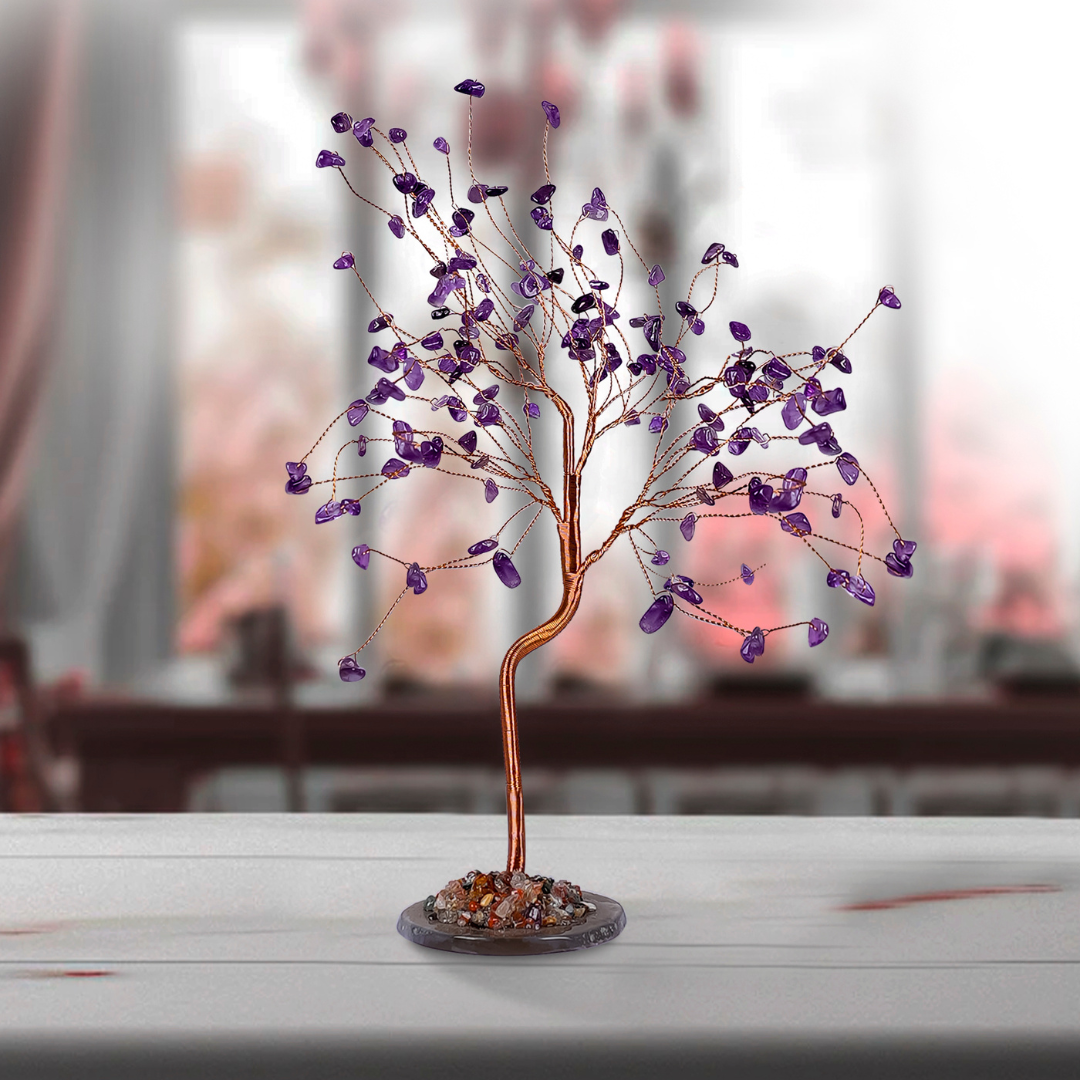 Gemsmantra Amethyst With Agate Plate Large Tree - view 2