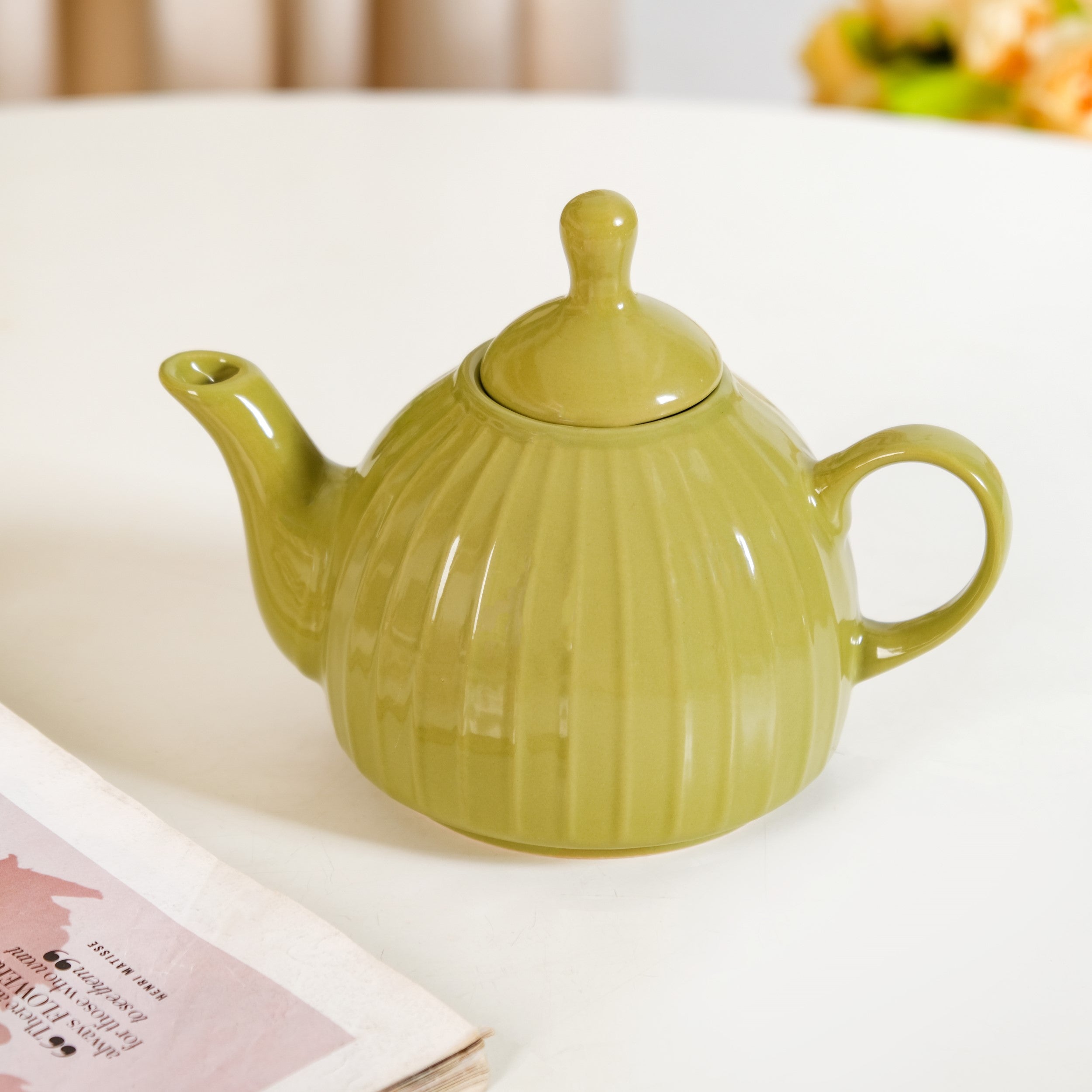 Nestasia Stackable Ambrosia Teapot And Cup With Saucer Olive Green - view 7